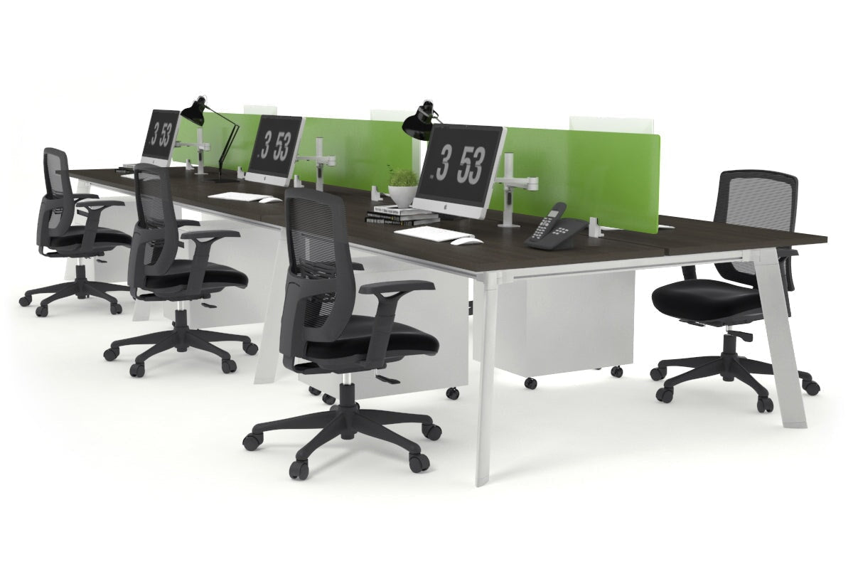 6-Person Workstation with White Frame - 1600L x 700W Dimensions - Ideal for Office, Coworking Spaces & Home Offices