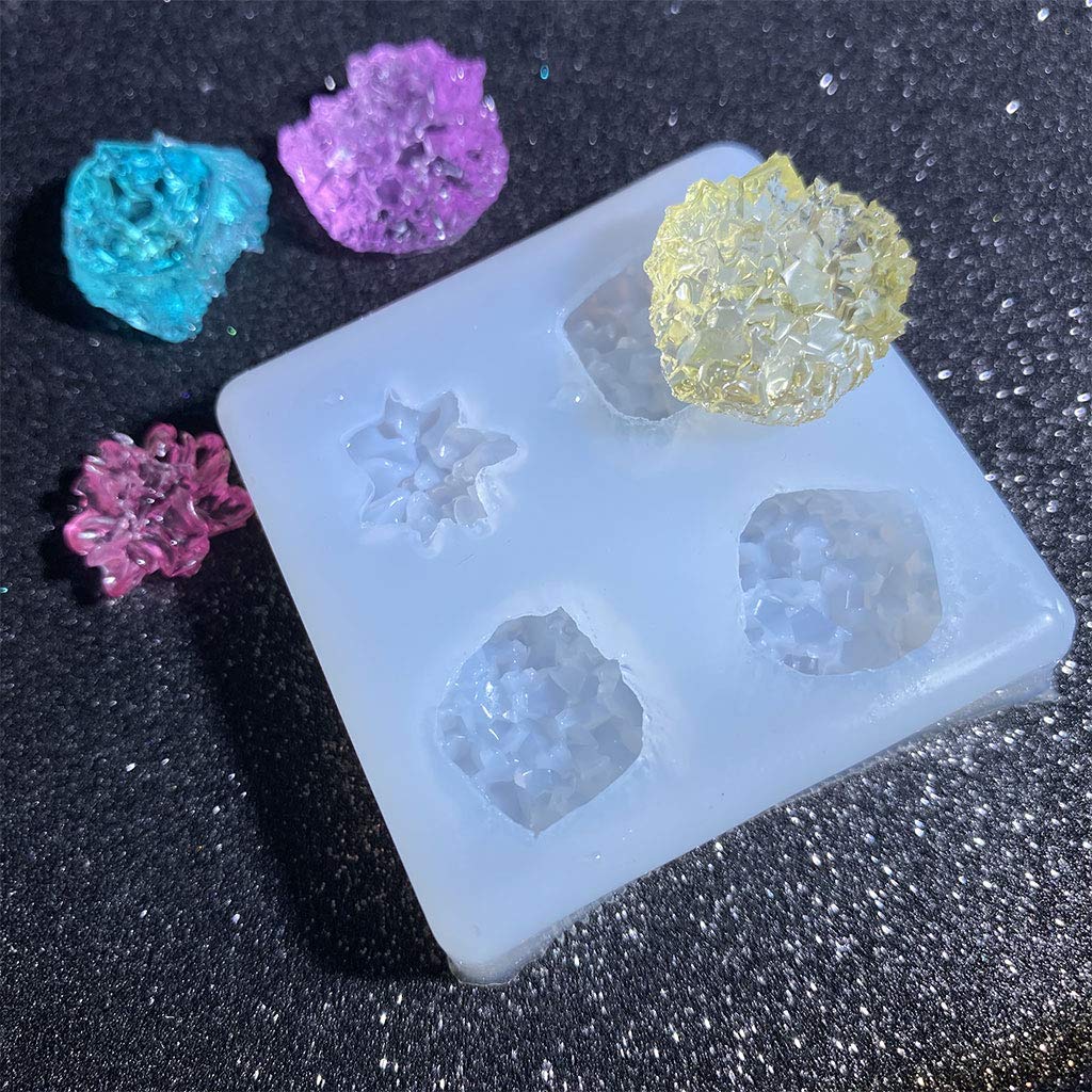 Epoxy Resin Crystal Cluster Silicone Molds for Jewelry Making - Quartz Rock & Druzy Gem Casting Molds - DIY Craft Supplies for Home Decor, Gifts, and Crystal Healing Accessories