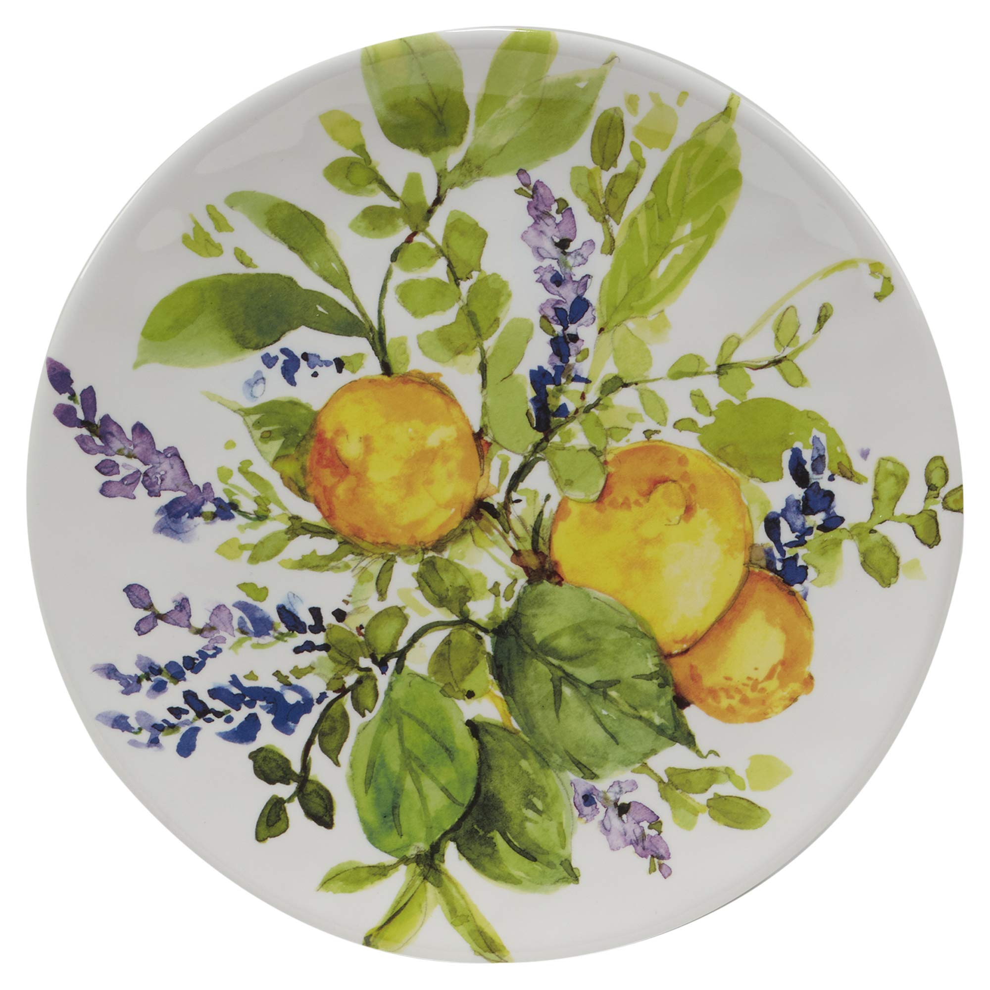 Certified International Lemon Zest Melamine 9-Inch Salad Plates & Dessert Plates, Colorful Dinnerware Set of 6, Unbreakable Dishware for Outdoor Picnics, Pool Parties & Everyday Use