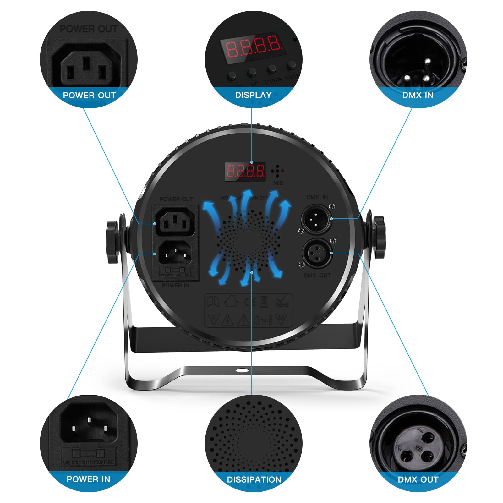 4 Pack U`King LED Par Lights RGBW DJ Stage Lighting - 14x6W Uplights with Sound Activation & DMX Control for Weddings, Churches, Live Shows, Discos, Halloween & Christmas Parties - Perfect for Events, Concerts, and Nightclubs