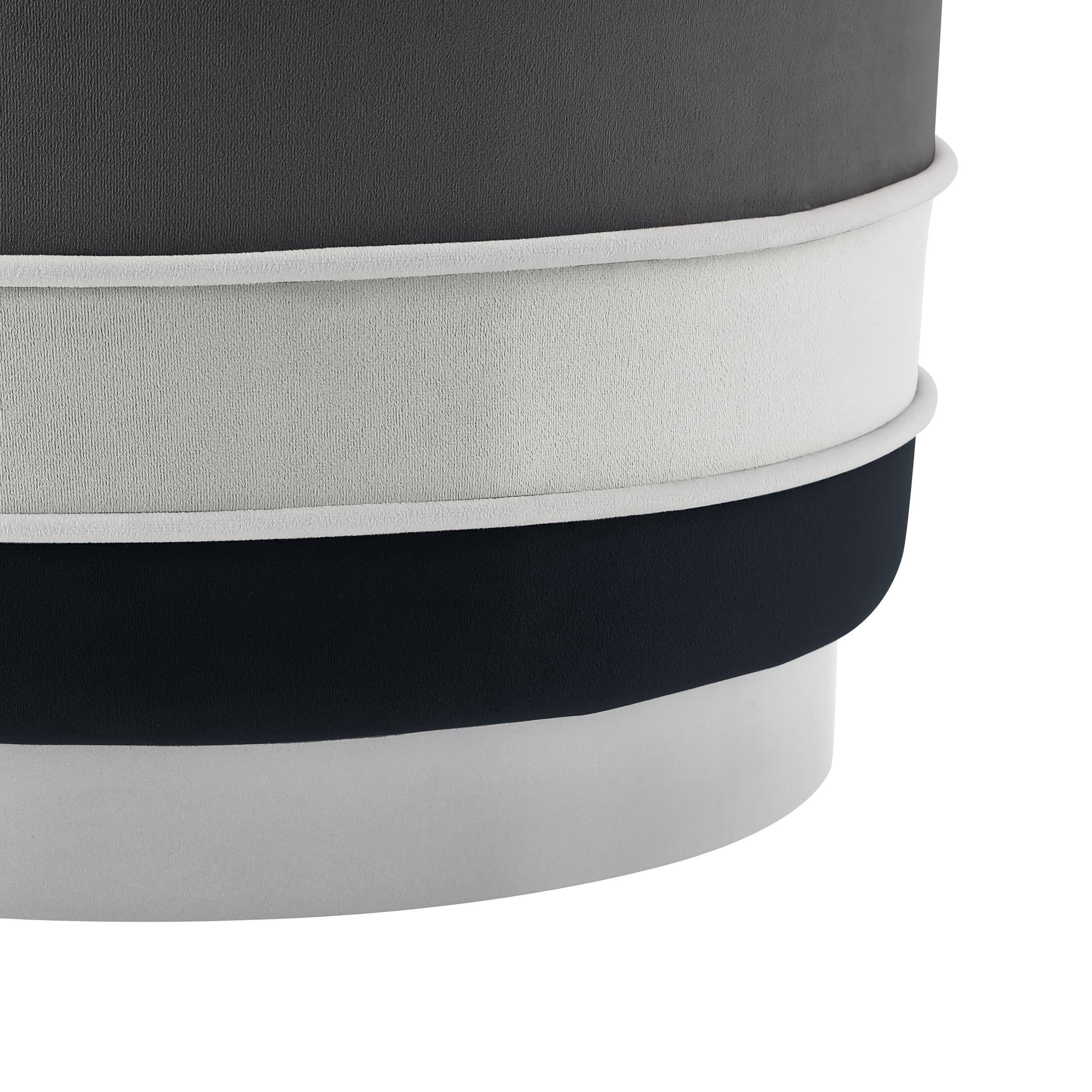 Nicole Miller Black Velvet Ottoman with Matte Metal Base - Cory Design Multi-Layered Storage Bench for Living Room, Bedroom & Entryway