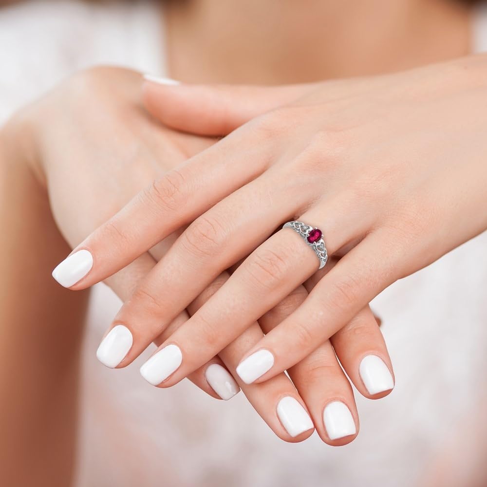 925 Sterling Silver Created Ruby & Diamond Solitaire Ring for Women - Size 7 | Elegant Engagement, Anniversary & Wedding Gift | Perfect for Proposals, Special Occasions & Everyday Luxury
