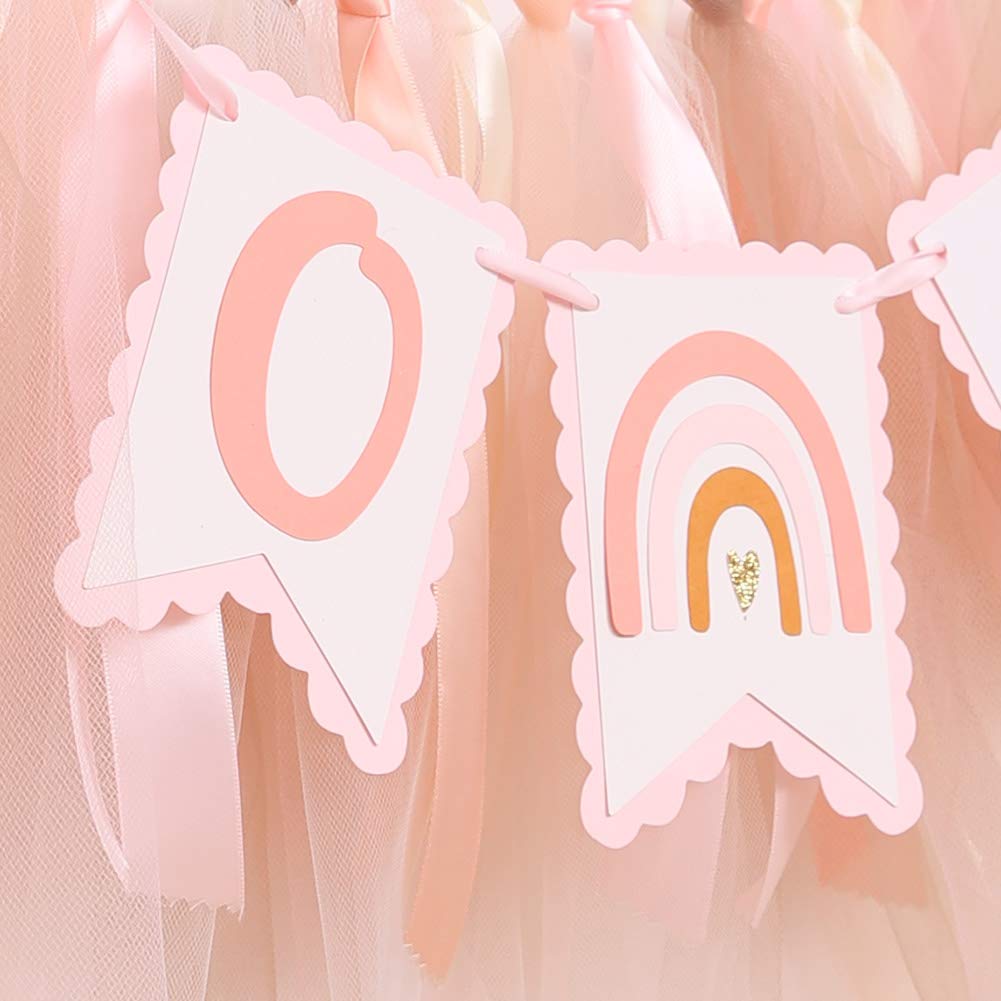 Bohemian Rainbow High Chair Banner - Neutral Modern 1st Birthday Decoration for Girls, Smash Cake & Photo Props | Perfect for Baby Showers, Birthday Parties & Photoshoots