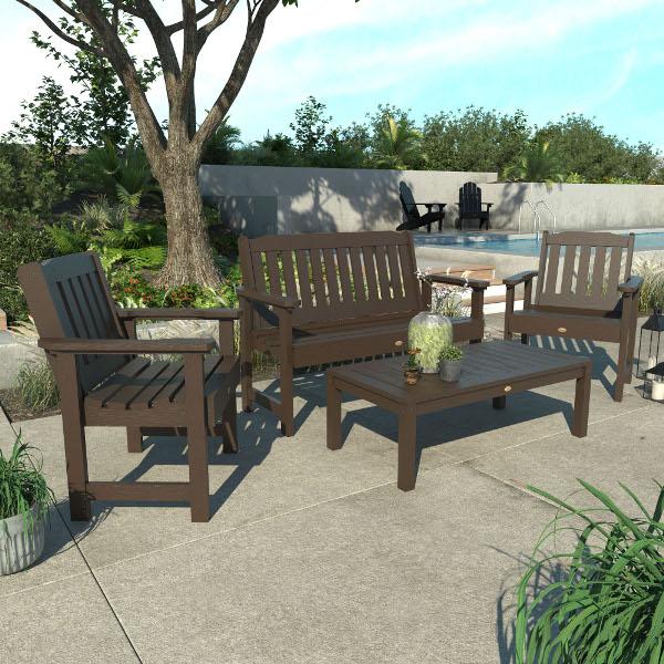 Lehigh 5-Piece Outdoor Garden Conversation Set - Patio Furniture with Cushions for Backyard, Deck, or Poolside Relaxation