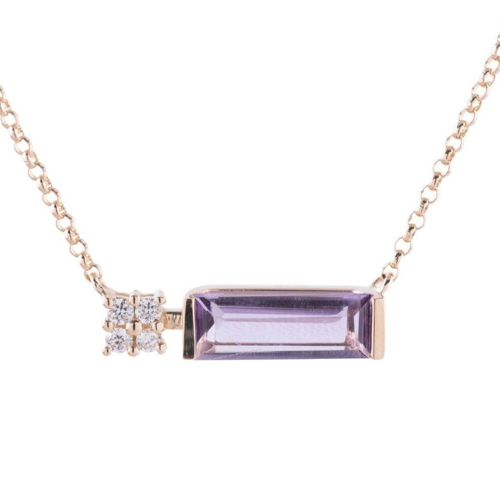 Exquisite Diamond & Amethyst Pendant Necklace for Women - Elegant Jewelry Gift for Anniversary, Birthday & Special Occasions - Perfect for Evening Parties, Weddings & Romantic Dates