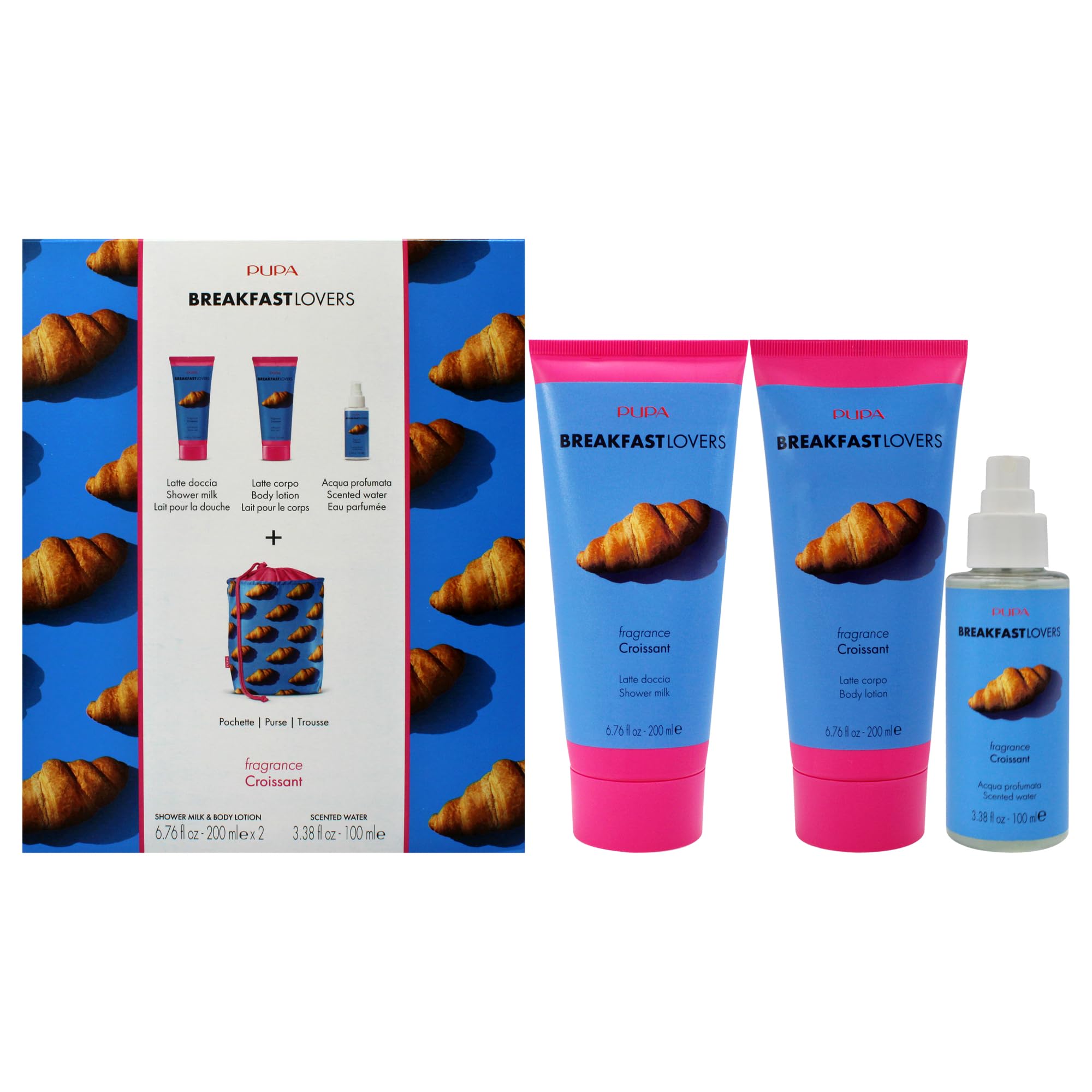 Pupa Milano Breakfast Lovers 4-Piece Skincare Gift Set - Moisturizing Body Lotion, Hydrating Body Wash & Refreshing Body Mist for Soft Skin - Perfect for Morning Routine & Self-Care Gifts