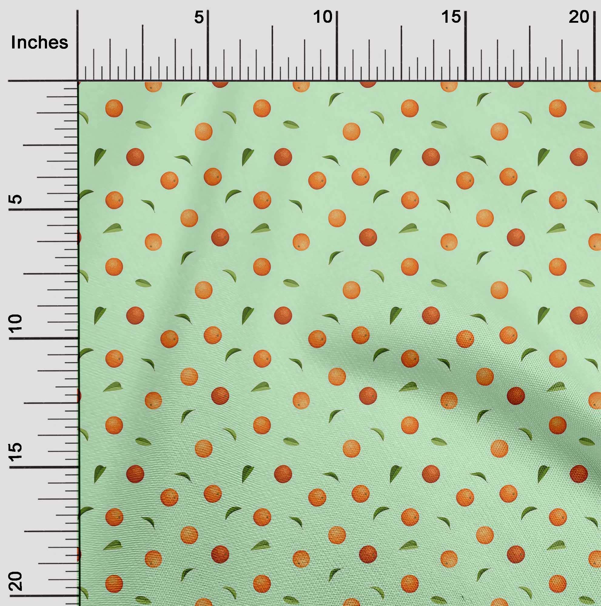 oneOone Viscose Chiffon Fabric - 42 Inch Wide Leaves & Orange Fruit Print Fabric by The Yard for DIY Dresses, Scarves & Home Decor