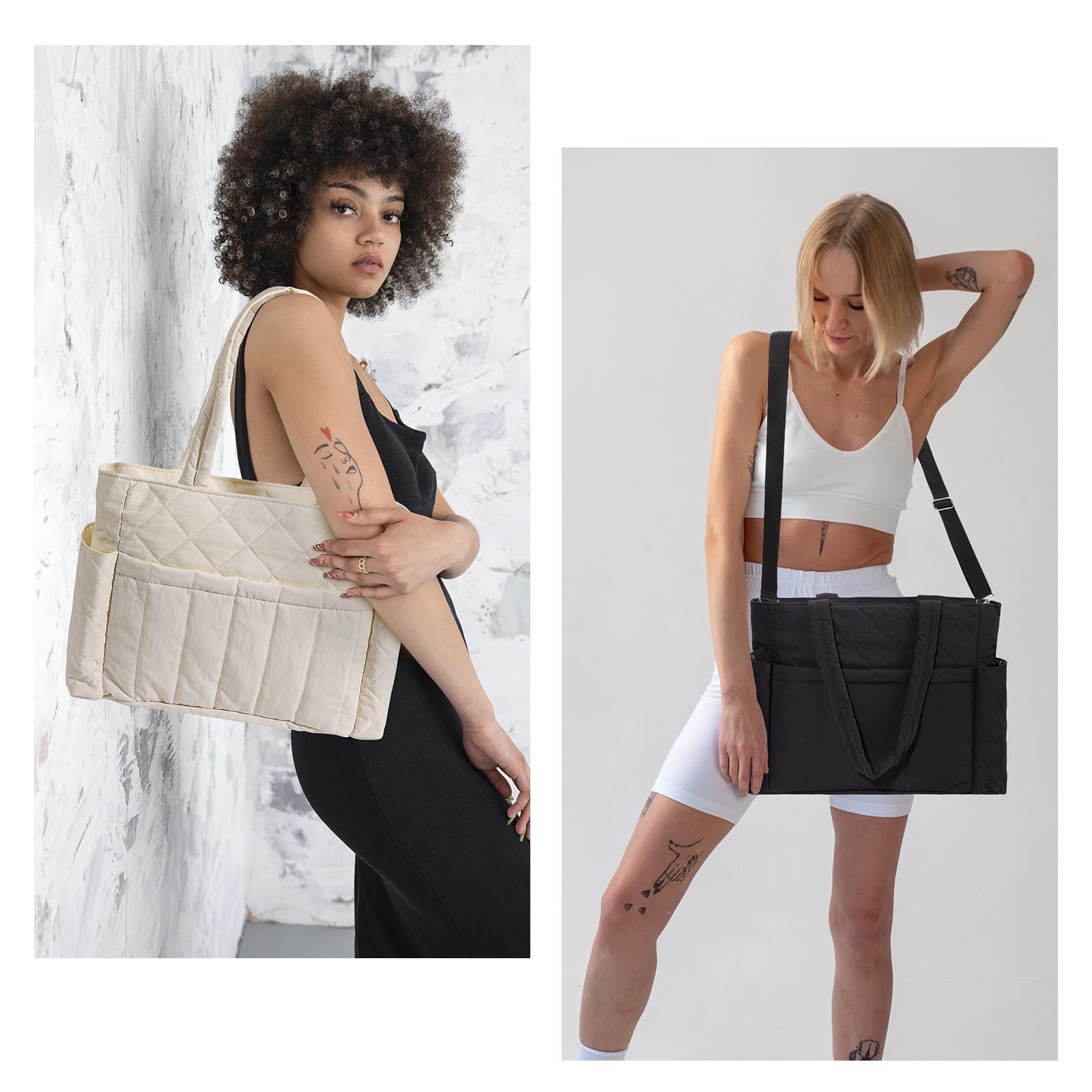 Quilted Puffer Crossbody Tote Bag for Women - Adjustable Strap, Lightweight Shoulder Bag - Perfect for Work, Travel & Daily Use - Stylish Gift Idea for Her