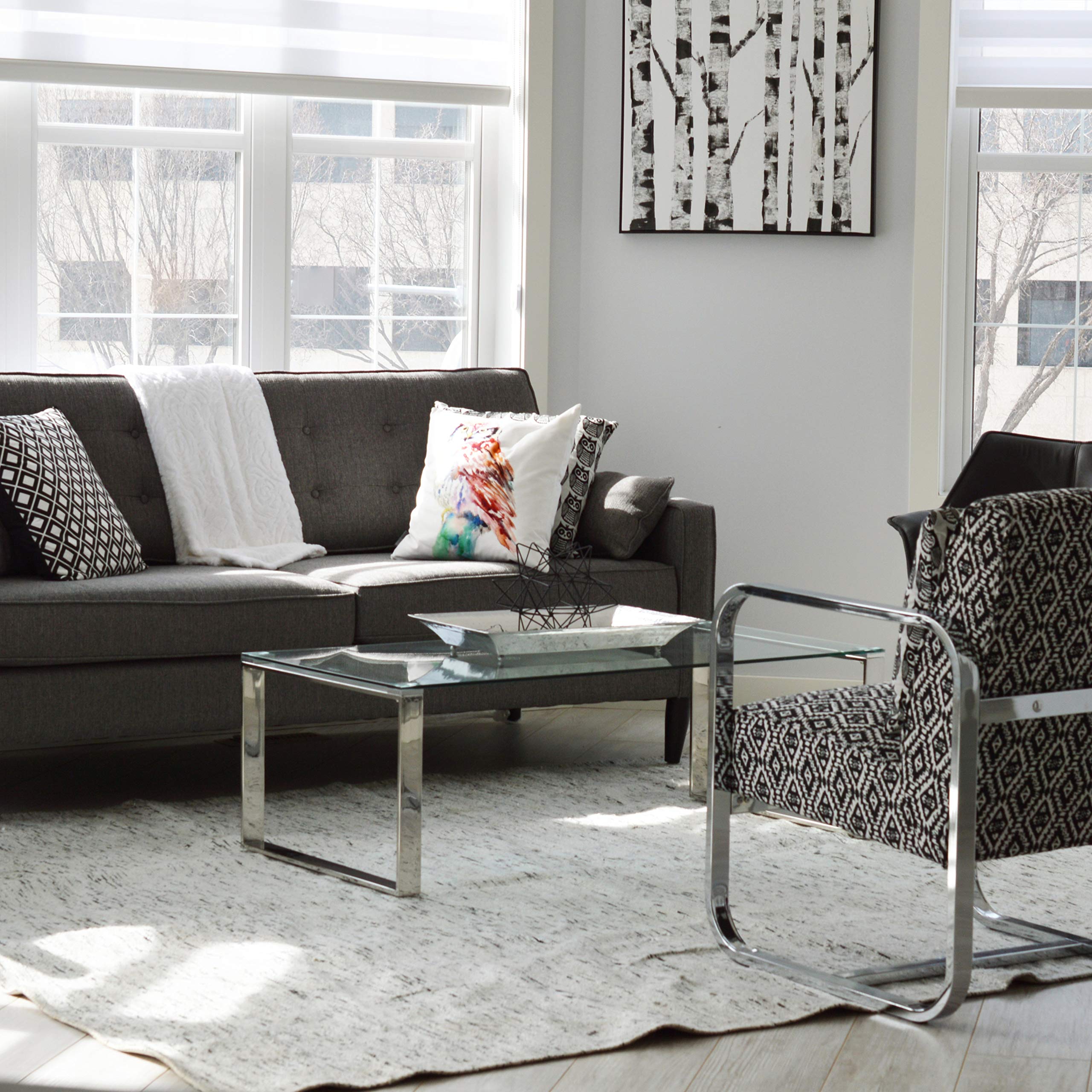 Cortesi Home Remi Modern Silver Coffee Table - Stylish Living Room Furniture for Small Spaces & Contemporary Home Decor