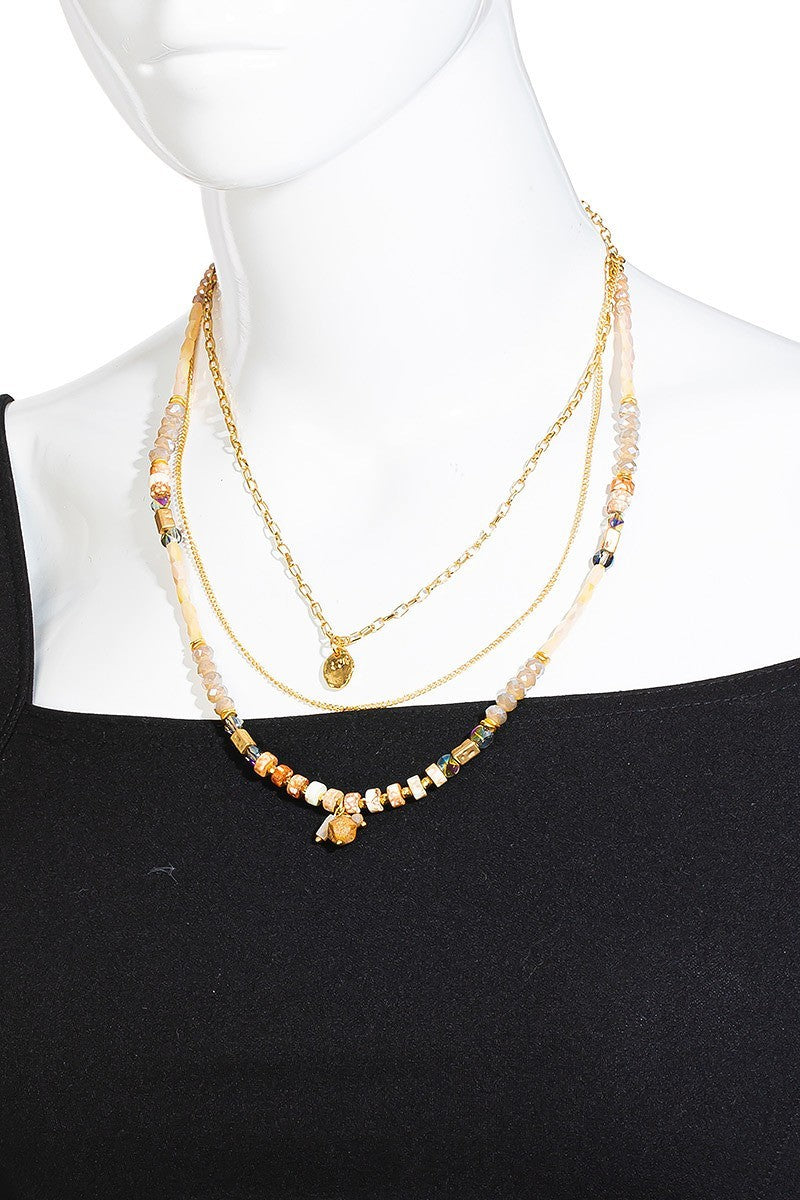 FMN144 Layered Necklace in Blue - Elegant Layered Pendant Necklace for Women | Perfect for Casual Wear, Office & Date Night
