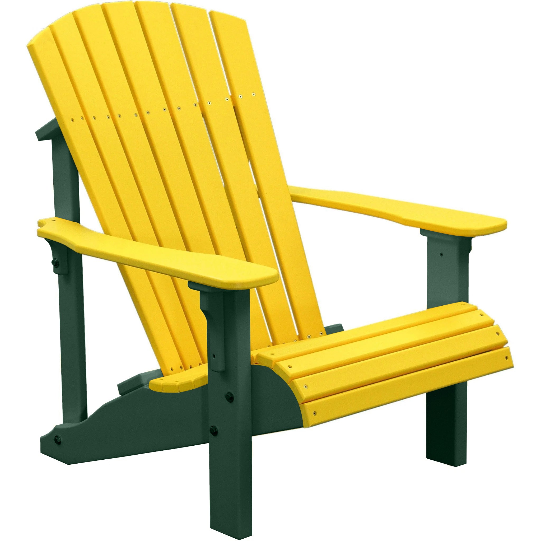 Premium Yellow Recycled Plastic Adirondack Chair - Eco-Friendly Outdoor Patio Furniture for Garden, Poolside & Backyard Relaxation