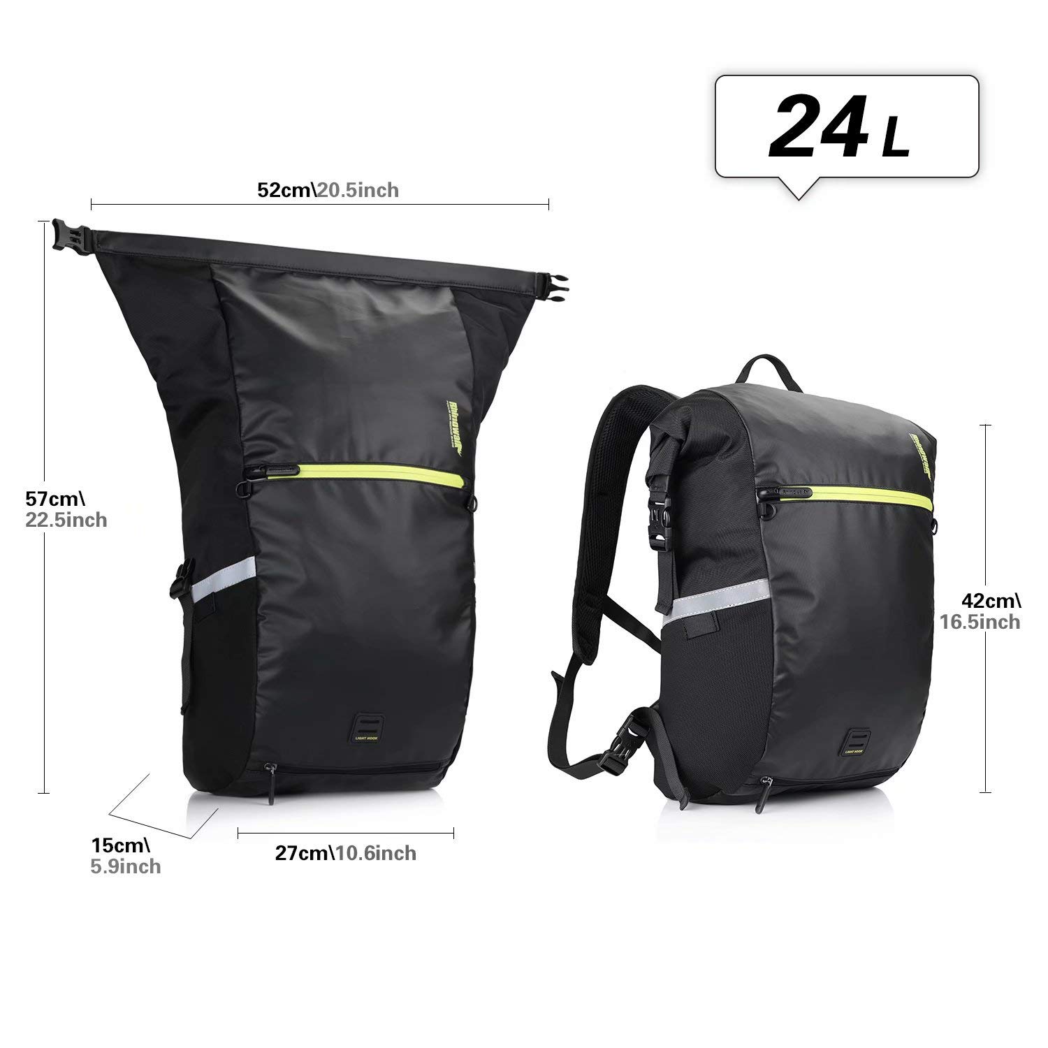 Rhinowalk 24L Waterproof Bike Pannier Bag - Multifunctional Bicycle Rear Seat Bag with Laptop Compartment | Perfect for Cycling Commute, Motorcycle Travel & Outdoor Adventures