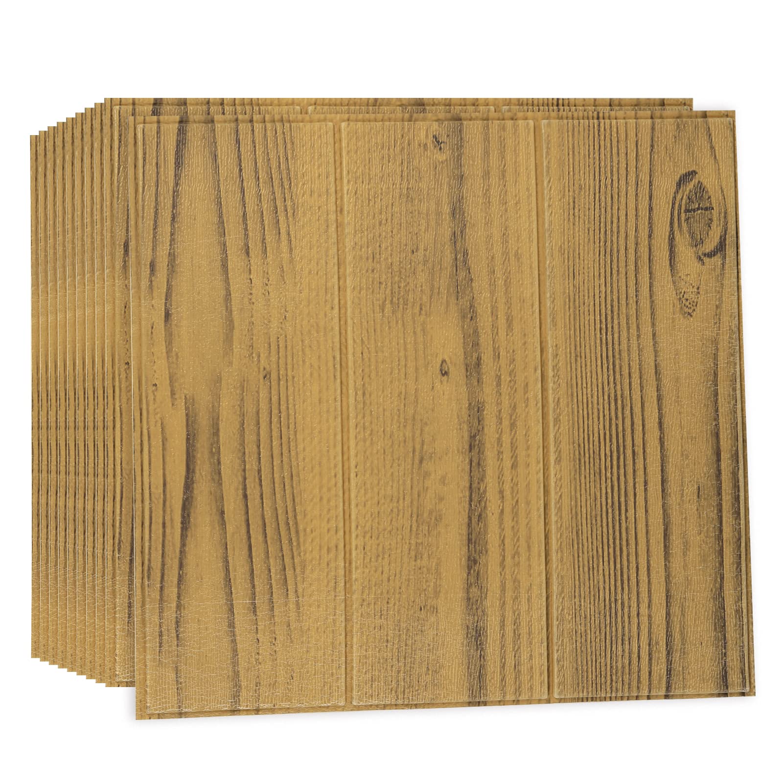 10Pcs 3D Foam Wood Wall Panels - Self Adhesive Waterproof Peel & Stick Wallpaper - DIY Wood Grain Wall Tiles for Bedroom, TV Wall, Living Room Decor - Easy Home Improvement & Accent Wall Design (Fir Wood Texture)