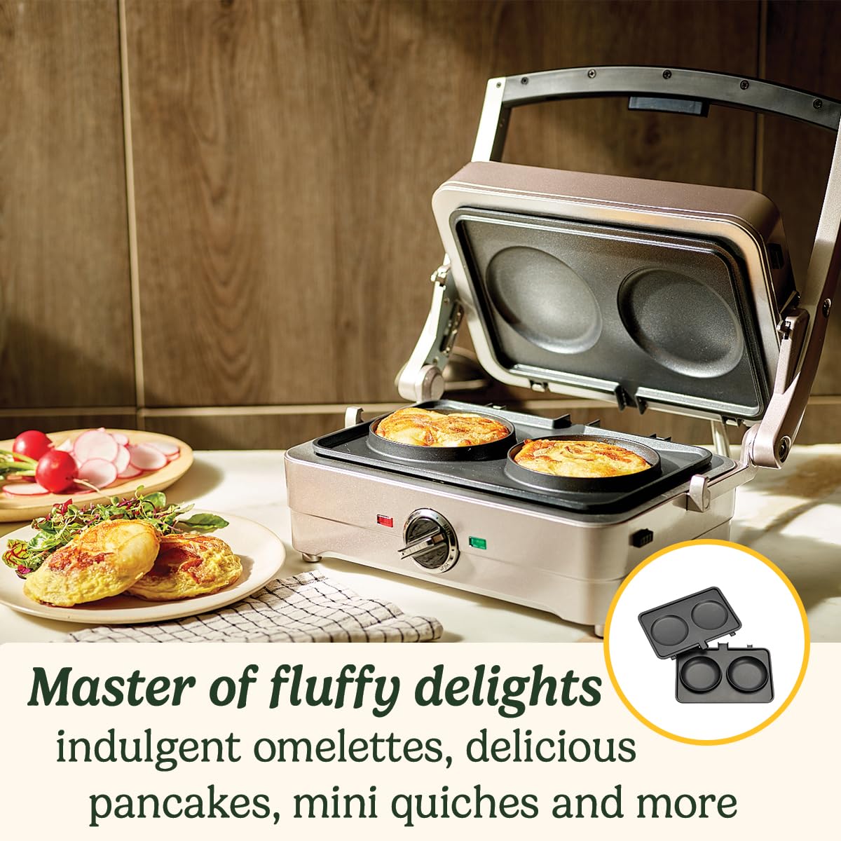 Cuisinart Electric Waffle Maker & Pancake Grill - Non-Stick Interchangeable Plates, Even Heating to 210°C, Dishwasher Safe, Frosted Pearl - Perfect for Breakfast, Brunch & Family Gatherings