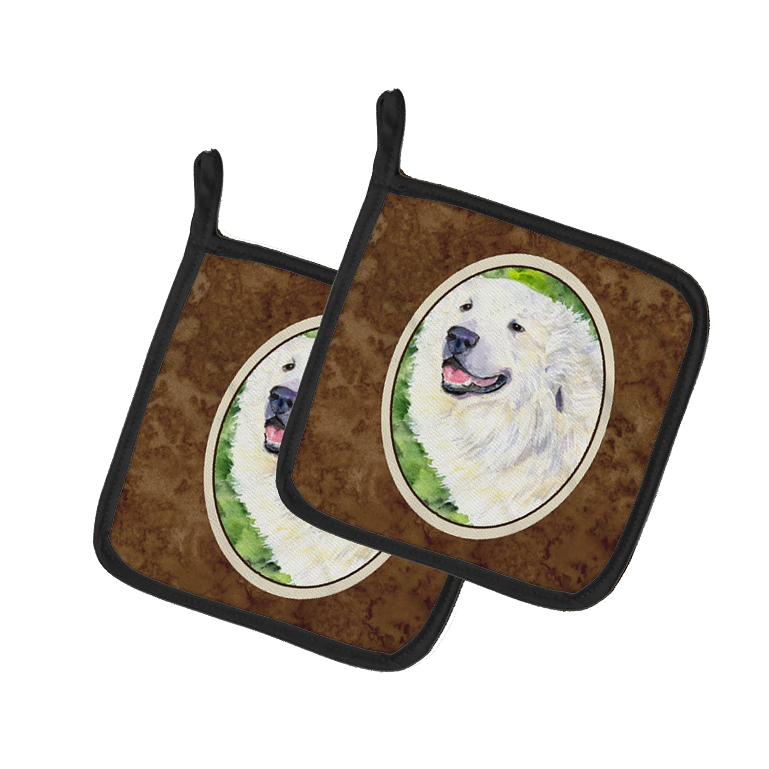 Great Pyrenees Heat Resistant Pot Holders Set - 7.5x7.5 Inch Oven Mitts for Cooking, Baking & BBQ | Kitchen Hot Pads with Cute Dog Design | Perfect for Holiday Gifts & Home Decor