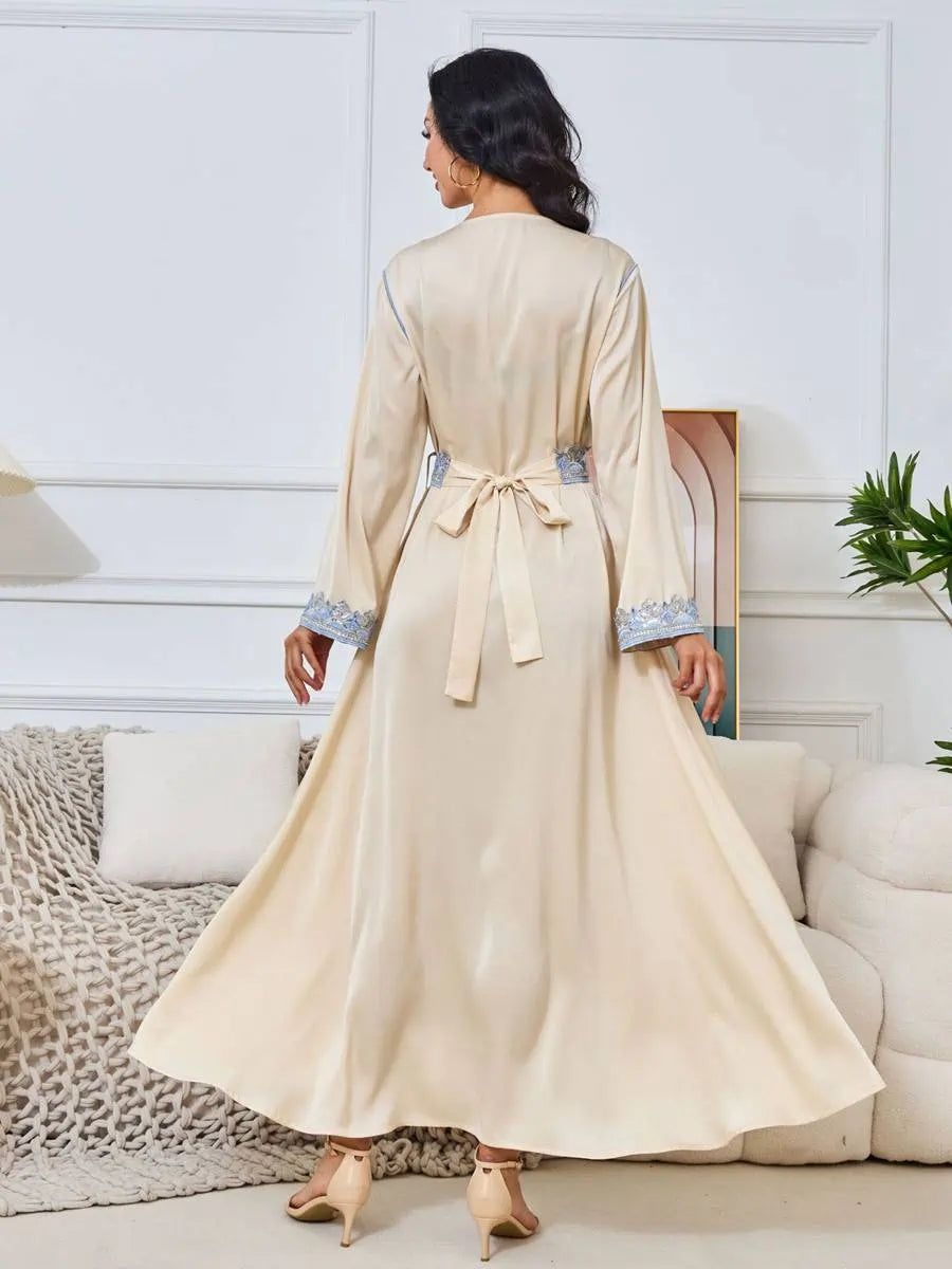 Elegant Eid Dress with Embroidery & Sequins - Flowy Caftan Kaftan for Party, Wedding & Special Occasions | Perfect for Festive Celebrations, Bridal Showers & Evening Events
