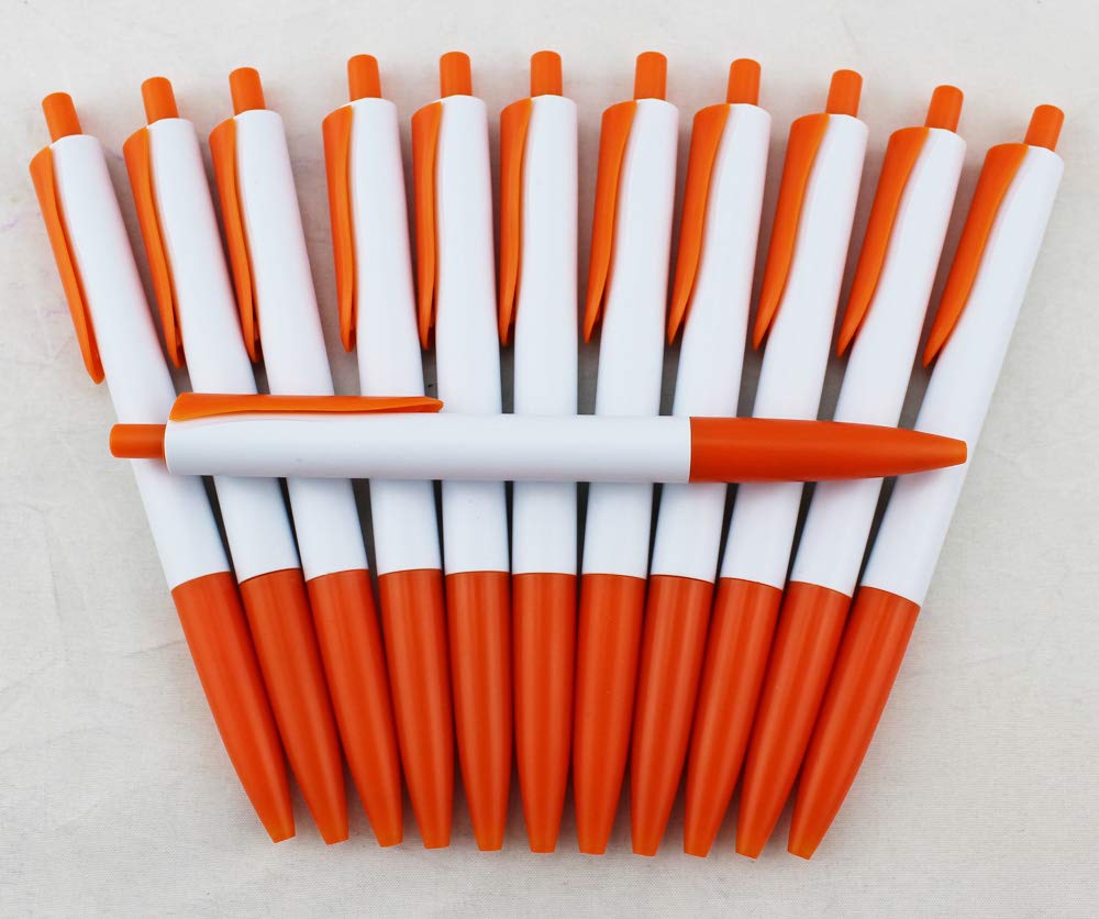 EZPENCILS & GIFTS Bulk Blank Ballpoint Pens - 80 Pack Colored Pens with Blue Ink, Orange Tip, Clip & Cap - Perfect for Office, School, Gifts & Promotional Events
