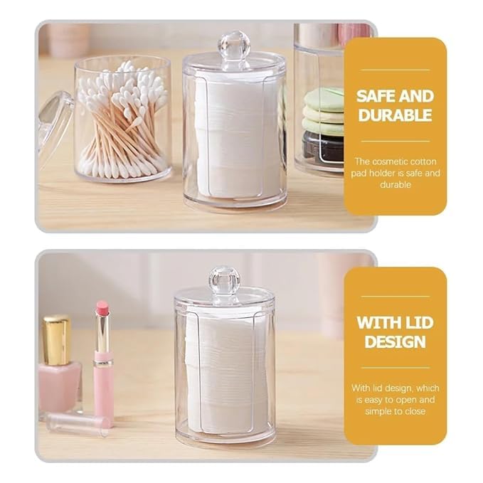 Vroxy Clear Acrylic Cosmetic Cotton Storage Box - Makeup Remover Cotton Pad Dispenser Holder for Bathroom, Vanity & Dressing Table | Organize Beauty Essentials & Skincare Products (1 Piece) - Perfect for Daily Makeup Routine & Spa Nights