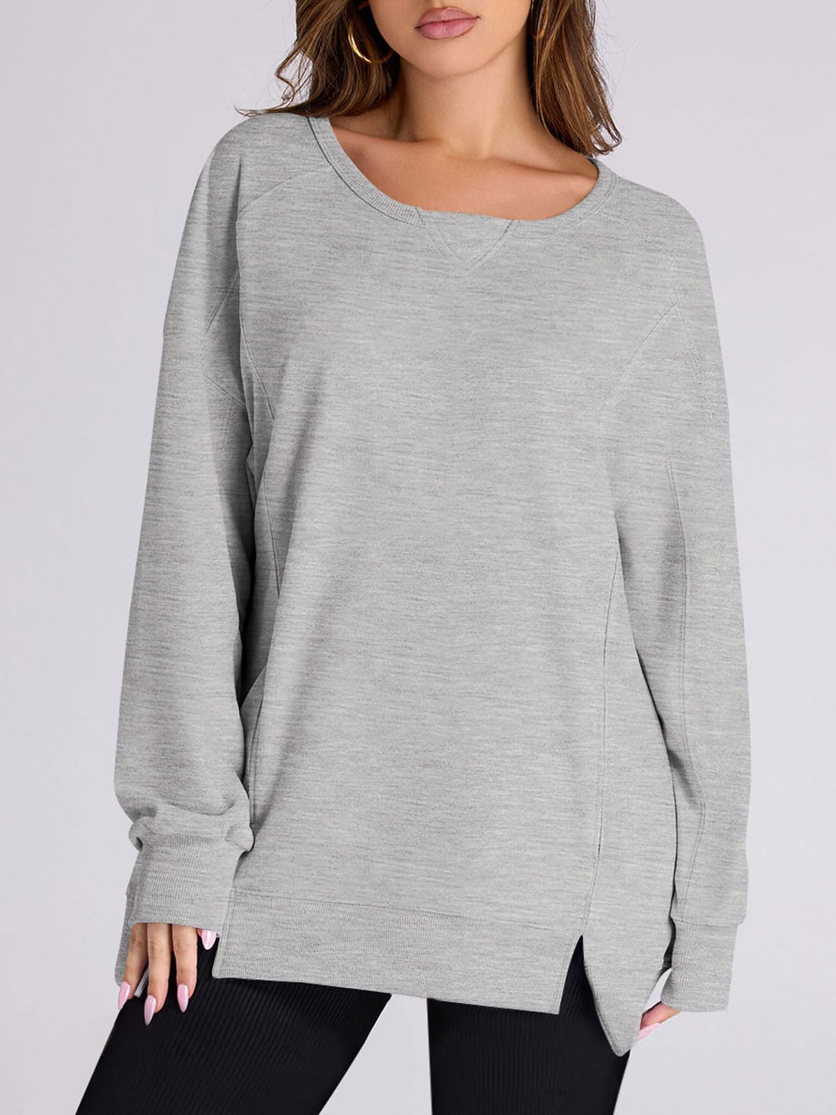Yousify Women's Oversized Sweatshirt - Long Sleeve Crewneck Pullover with Pockets | Y2K Fashion Trend 2024 | Cozy Fall & Winter Loungewear, Casual Outfit Essential