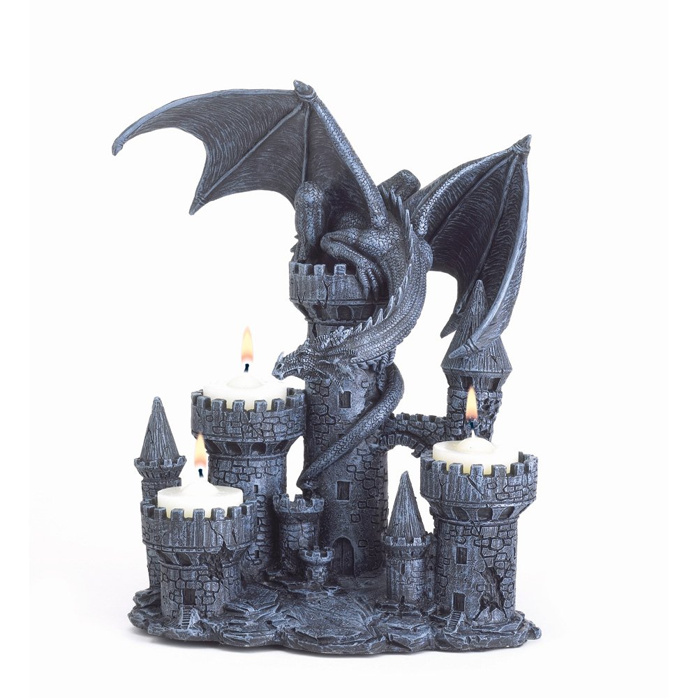 Handcrafted Dragon Candle Holder - Medieval Fantasy Home Decor for Table Centerpiece, Fireplace Mantel & Gothic Wedding Decorations