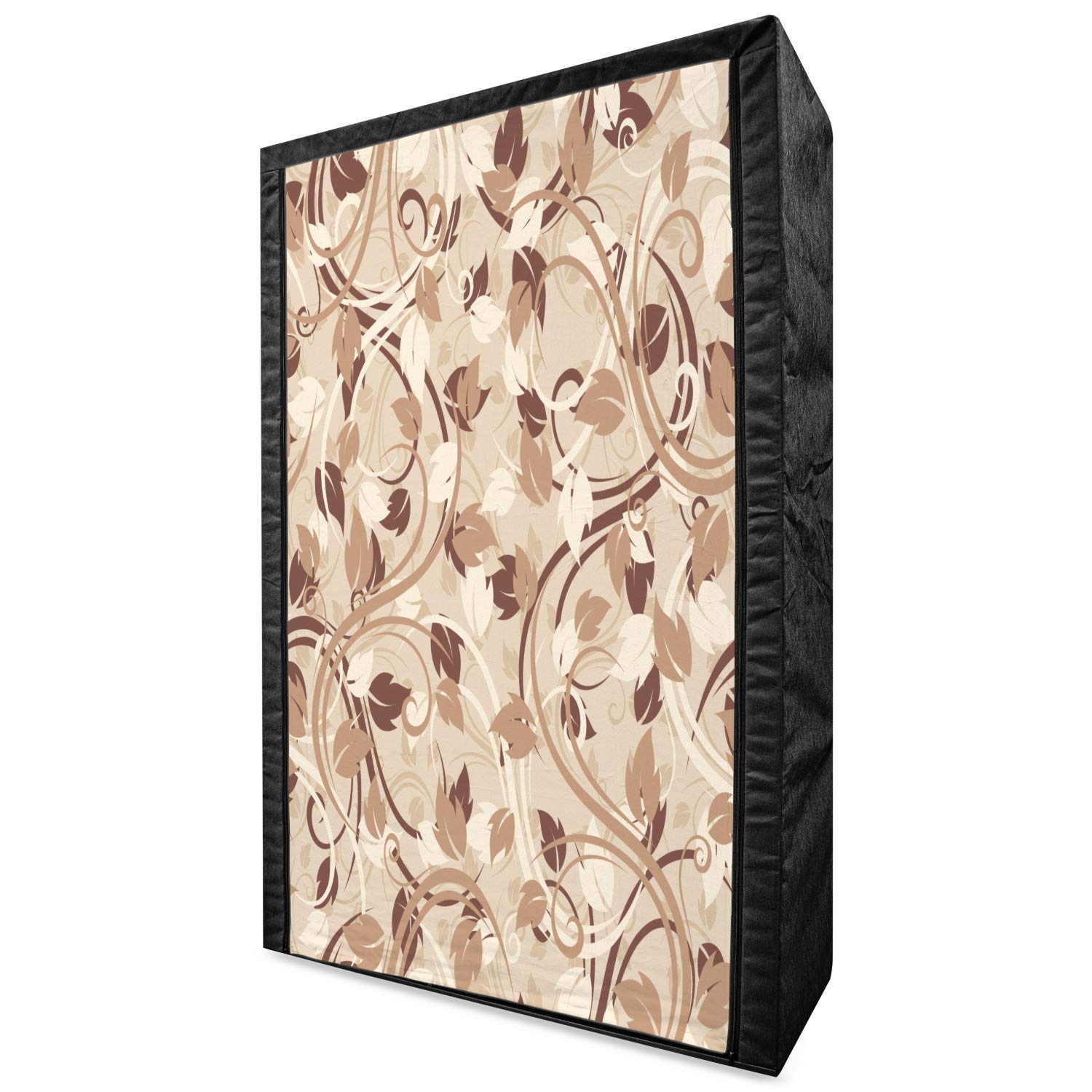 Ambesonne Ivory Portable Fabric Wardrobe with Shelves | Autumn Leaves Fall Season Design | 42.5