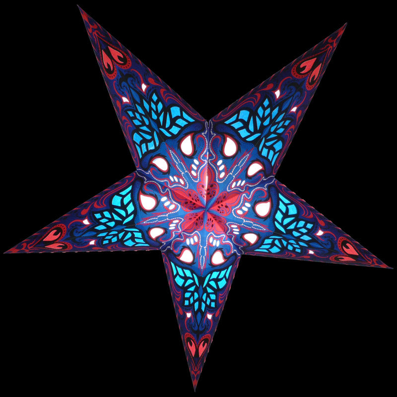 24 Pack Blue Crown Paper Star Lanterns - Hanging Wedding & Party Decorations for Indoor/Outdoor Events, Baby Showers & Home Decor