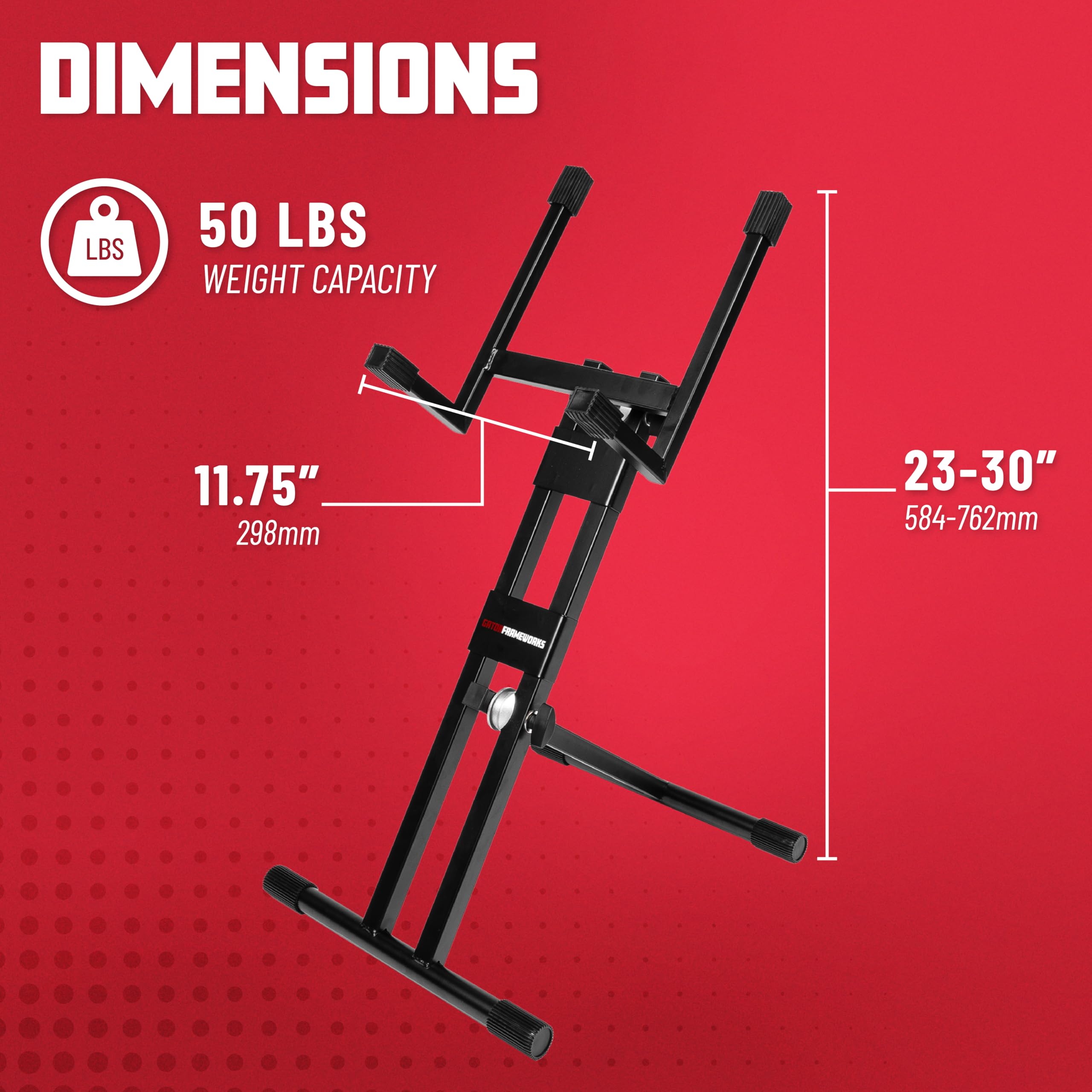 Gator Frameworks GFWGTRAMP200 High Profile Guitar Amp Stand - Heavy Duty & Adjustable for Digital Modelers, Head Units | Ideal for Live Performances, Studio Recording & Home Practice
