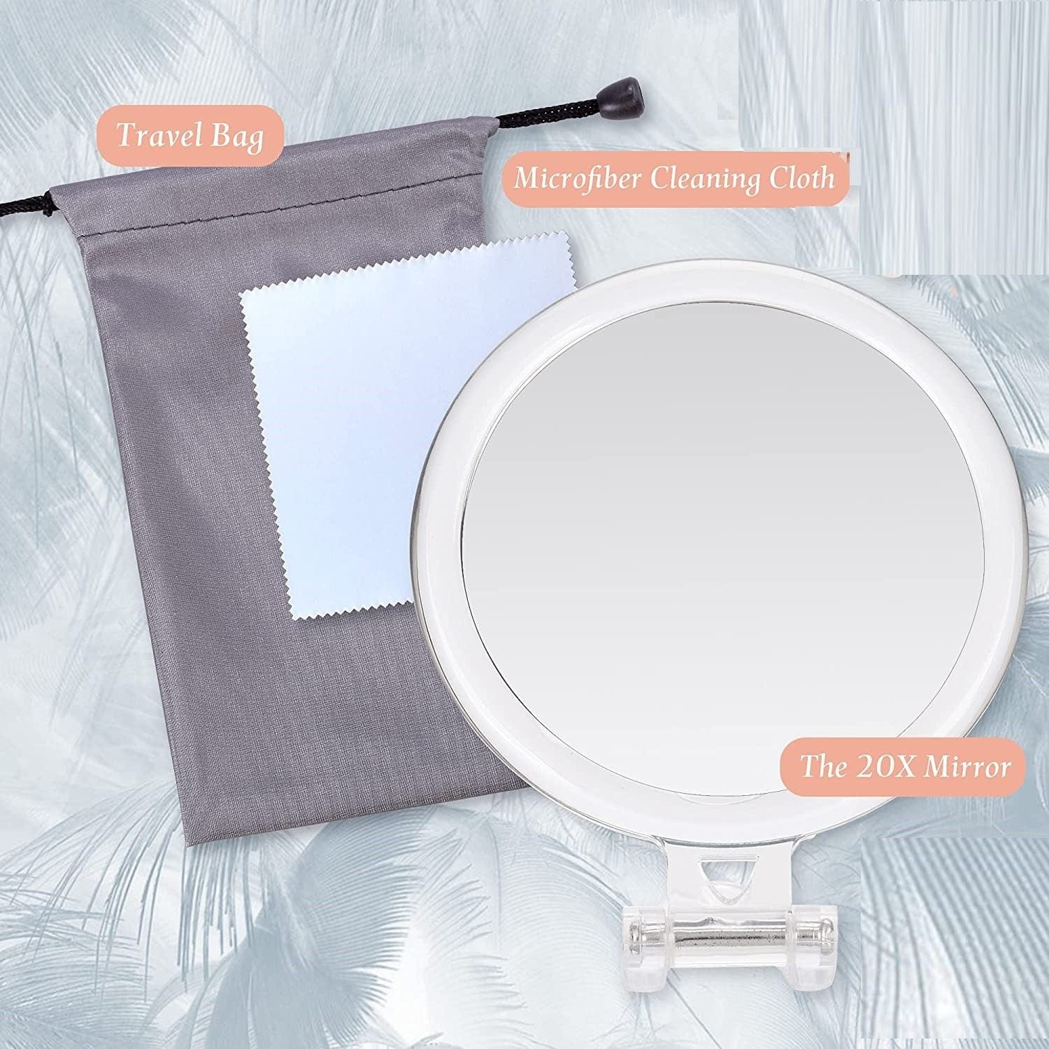 20X Magnifying Hand Mirror - Dual Sided Cosmetic Mirror for Makeup, Tweezing & Skincare (15cm) - Perfect for Precise Makeup Application, Eyebrow Grooming & Blackhead Removal at Home or Travel