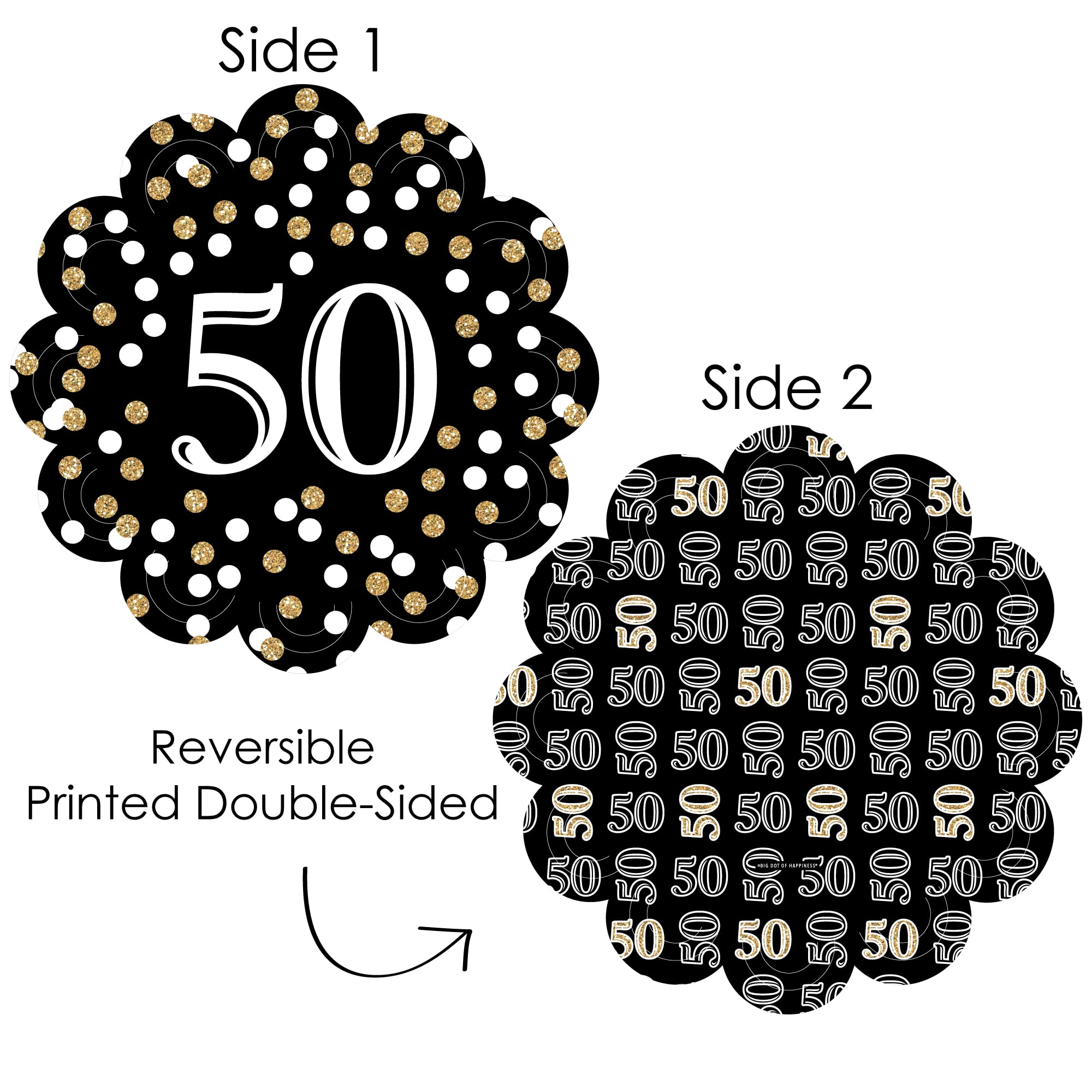 Big Dot of Happiness Gold 50th Birthday Party Decorations - Round Table Paper Chargers - Set of 12 Place Settings for Elegant Adult Celebrations & Milestone Events