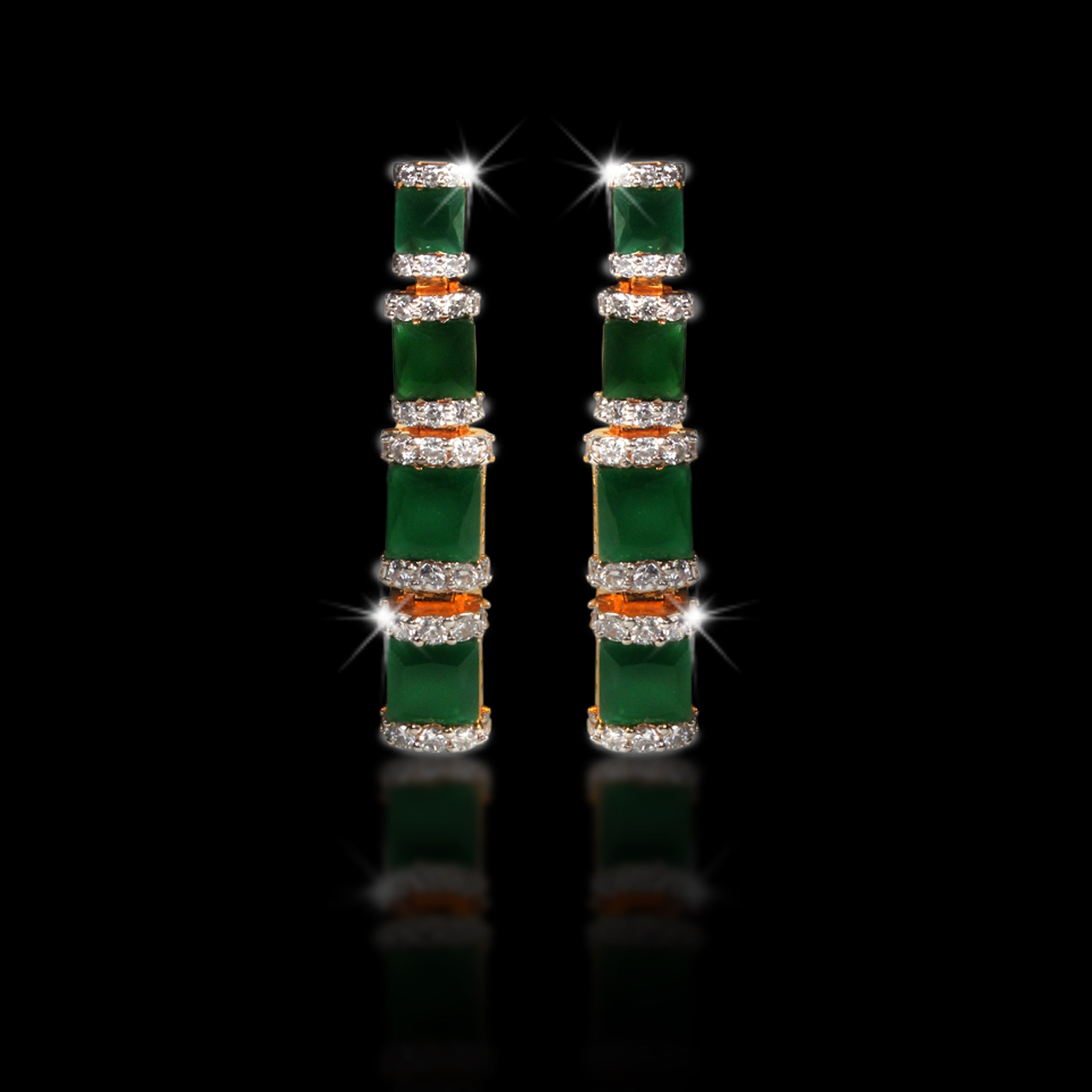 Exquisite Jade and Cubic Zirconia Earrings for Women - Elegant Dangle Hoop Earrings for Party, Wedding & Special Occasions