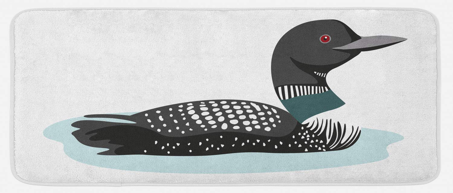 Ambesonne Non-Slip Plush Kitchen Mat with Digital Loon Animal Print - 47