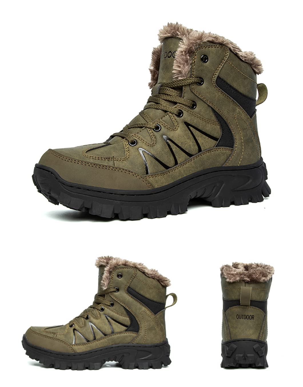 Men's High Top Hiking Boots - Winter Warm Waterproof Outdoor Sneakers for Snow & Trail - Fashionable Ankle Boots for Men in Large Sizes - Perfect for Mountain Climbing, Camping & Winter Adventures