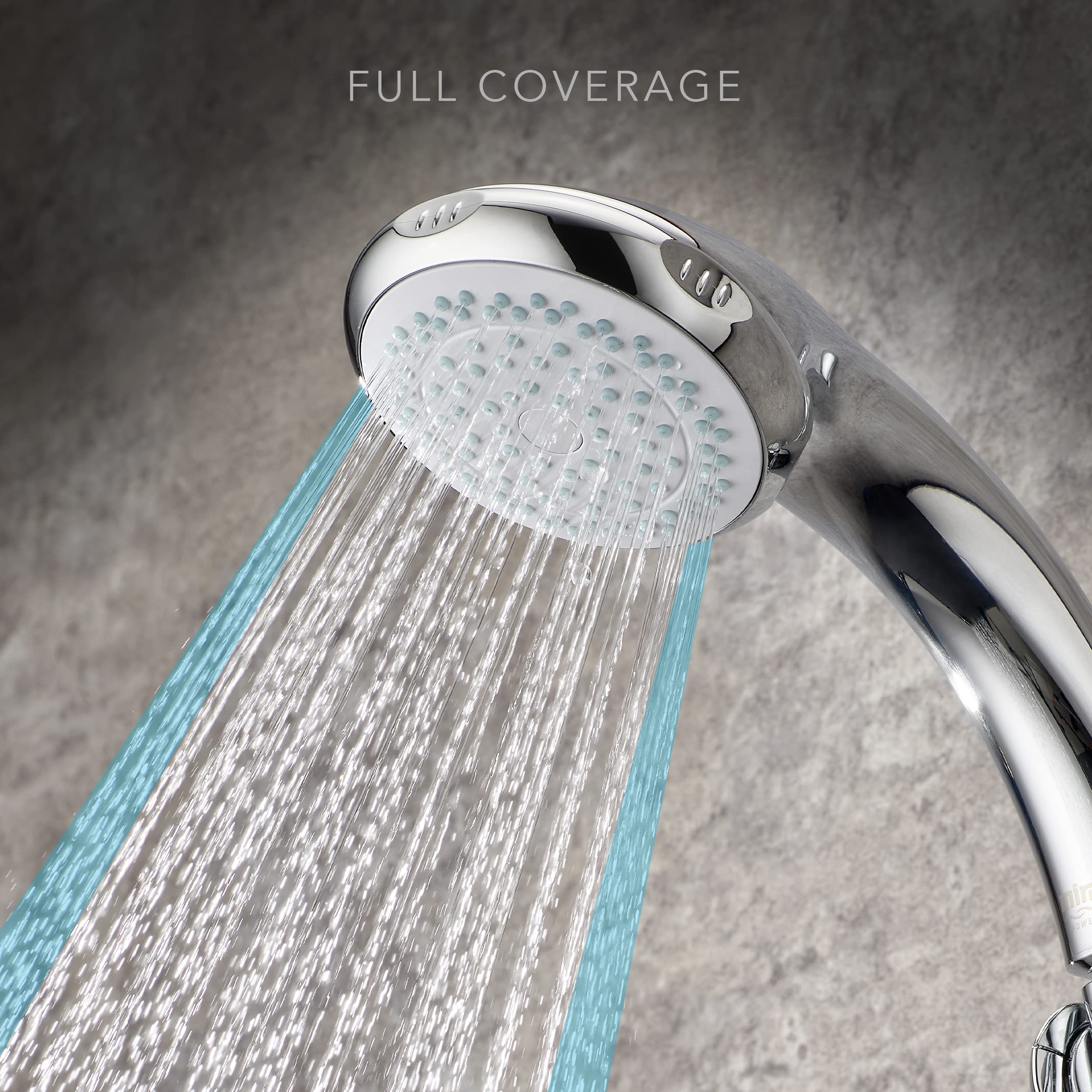 Premium Chrome Shower Fittings Kit - 4 Spray Showerhead with 1.25M Hose (Model 2.1605.154) for Bathroom & Spa Relaxation - High Pressure Water Saving Design