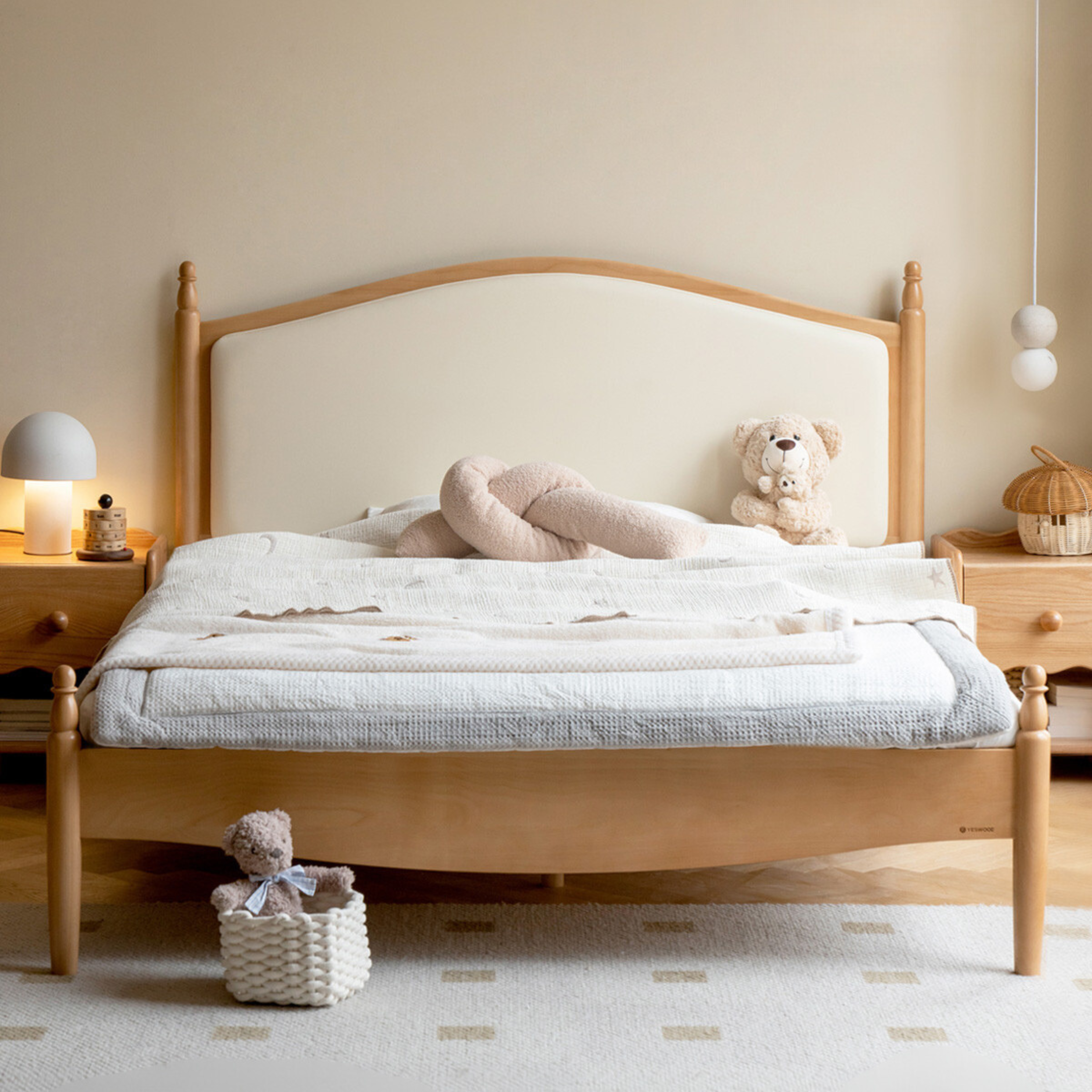 Solid Wood Princess Bed - Beech & Oak Wooden Toddler Bed for Girls - Perfect for Kids' Bedrooms, Nursery, and Playroom Decor