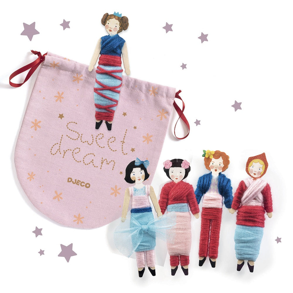 DIY 5 Handmade Worry Dolls Kit by Djeco - Creative Craft for Stress Relief & Kids' Anxiety Management - Perfect for Gifts, Play Therapy, and Relaxation Activities
