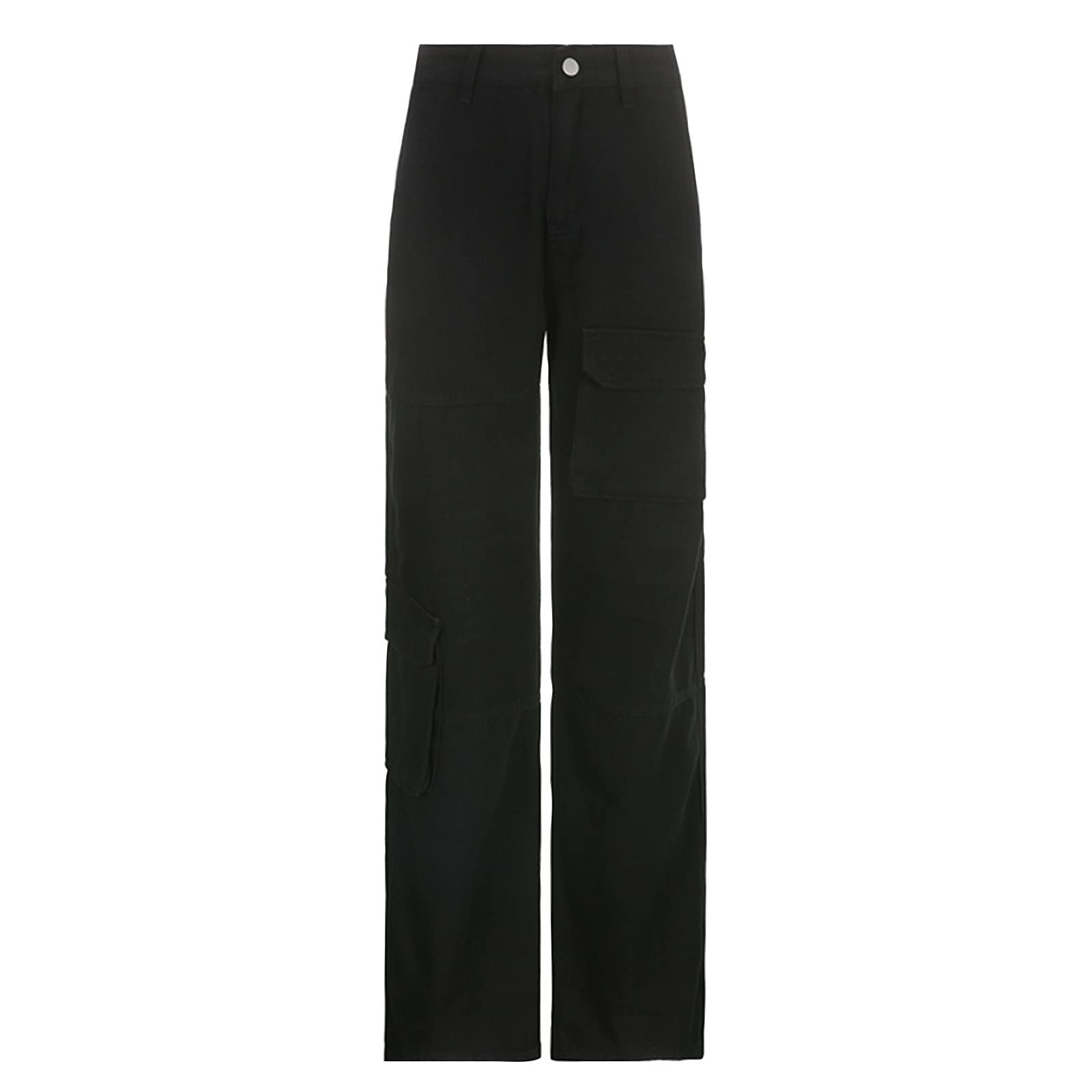 Women's High Waist Cargo Pants - Y2K Fashion Baggy Wide Leg Jeans with Flap Pockets | Relaxed Fit Straight Leg Pants for Casual Wear, Street Style & Outdoor Activities