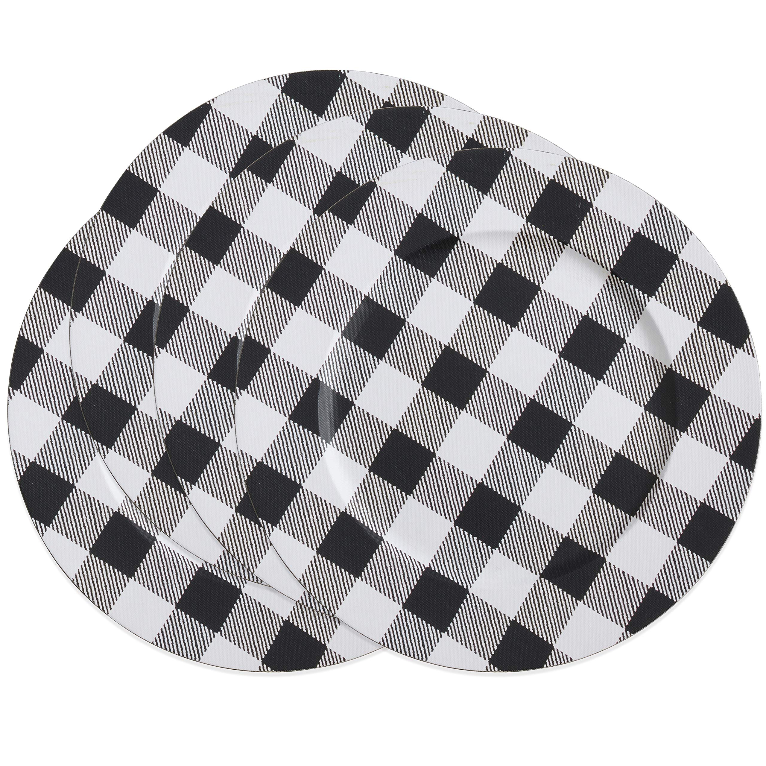 SARO LIFESTYLE Buffalo Plaid Charger Plates - Set of 4 - Rustic Farmhouse Dinnerware for Holiday Tablescapes, Christmas Decor & Wedding Place Settings