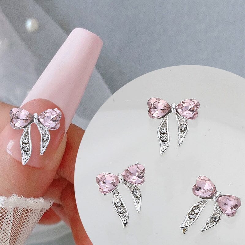 3D Pink Heart Rhinestones Alloy Nail Art Decorations #05 - Perfect for DIY Manicures, Nail Salon Designs & Party Glam Looks