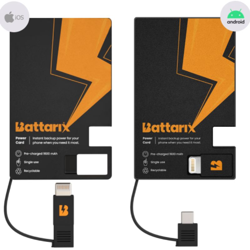 Battarix Power Card - Portable USB Charger for iPhone, Android & More | Fast Charging Power Bank for Travel, Camping & Emergency Use