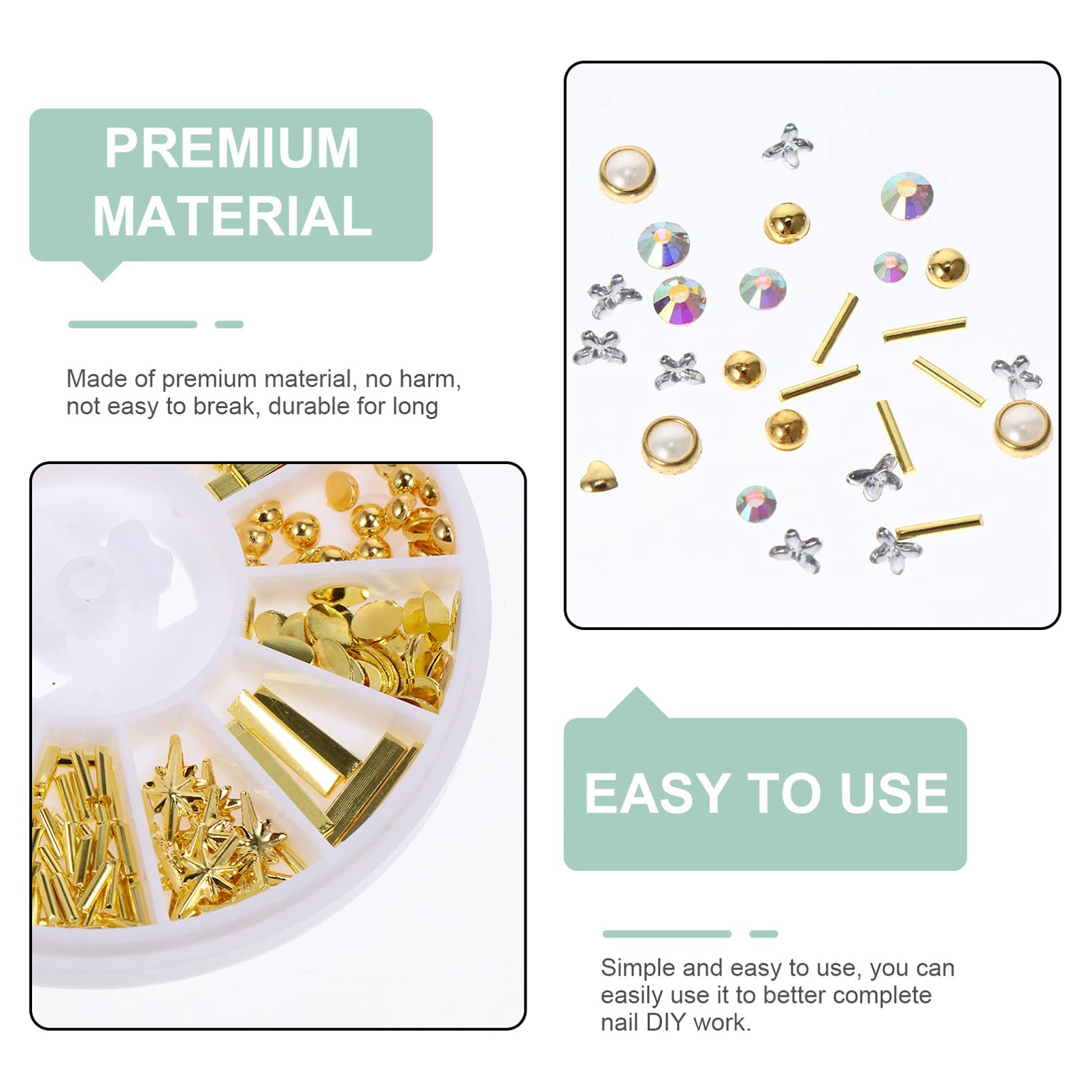 Minkissy 9-Piece Nail Art Kit with Rhinestones, Decals & Metal Rivets - DIY Manicure Accessories for Professional & Home Nail Art - Perfect for Bridal, Party & Salon Nail Designs