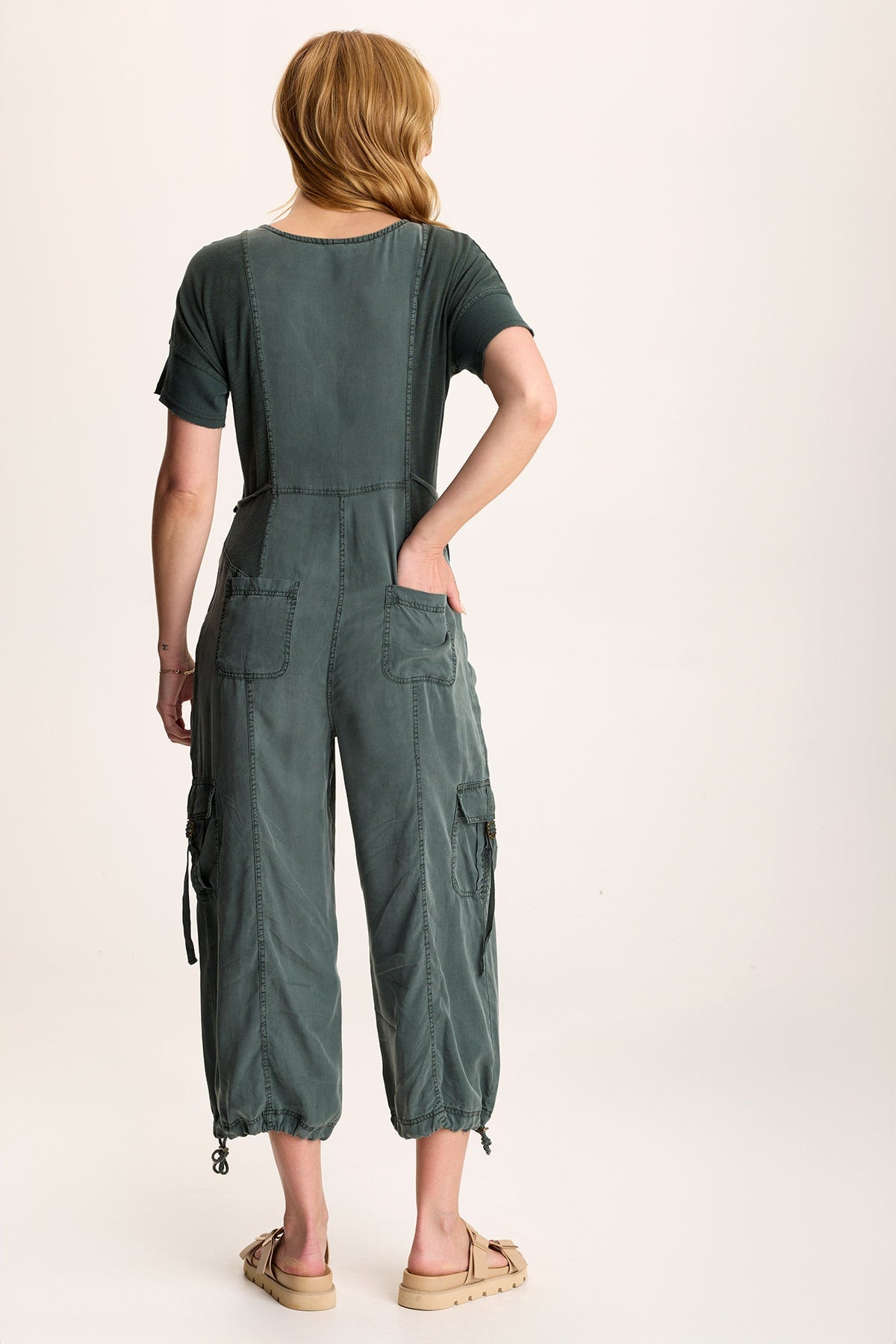 Naveen Women's Short Sleeve Twill Banded Jumpsuit - Casual Summer Romper with Pockets | Perfect for Beach Outings, Vacations & Everyday Wear