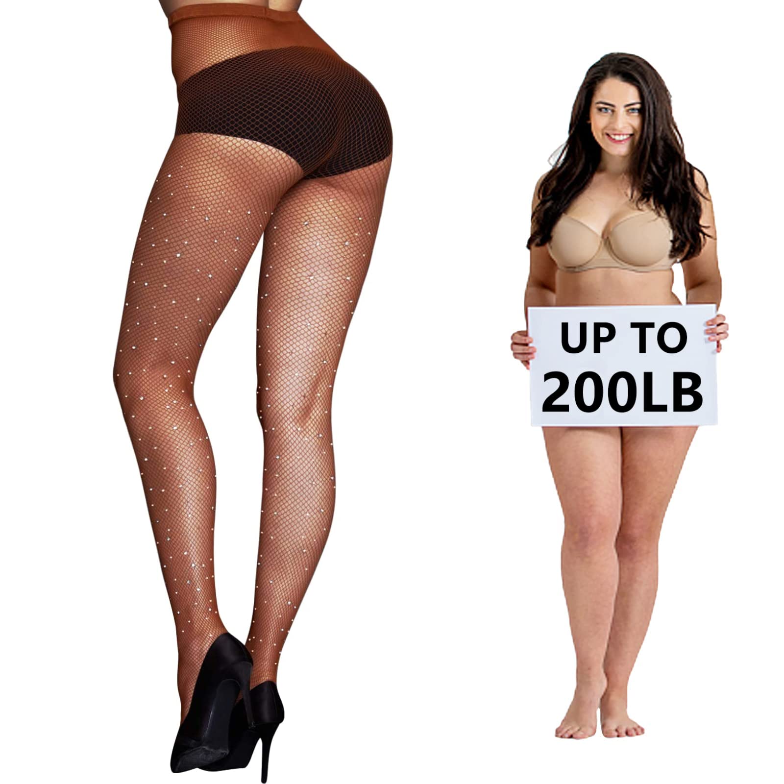 WEANMIX Women's High Waist Fishnet Stockings - Lace Patterned Tights & Pantyhose - Sexy Fishnets for Party, Cosplay, Halloween & Night Out
