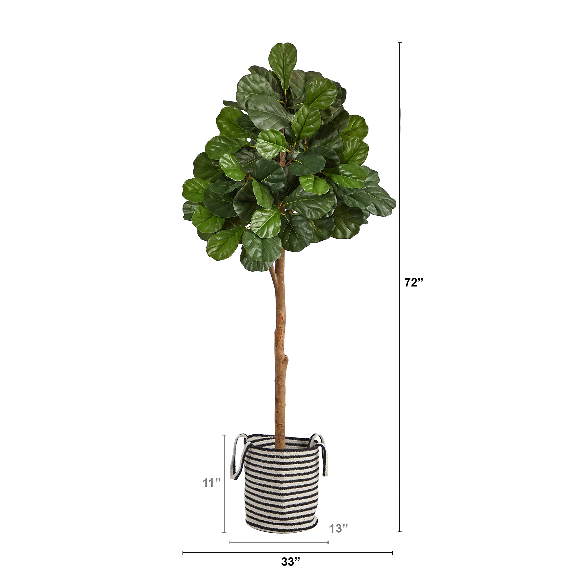 6ft Fiddle Leaf Fig Artificial Tree in Handmade Black & White Jute Cotton Planter - Perfect for Home Office Decor, Living Room, Bedroom & Indoor Plant Lovers
