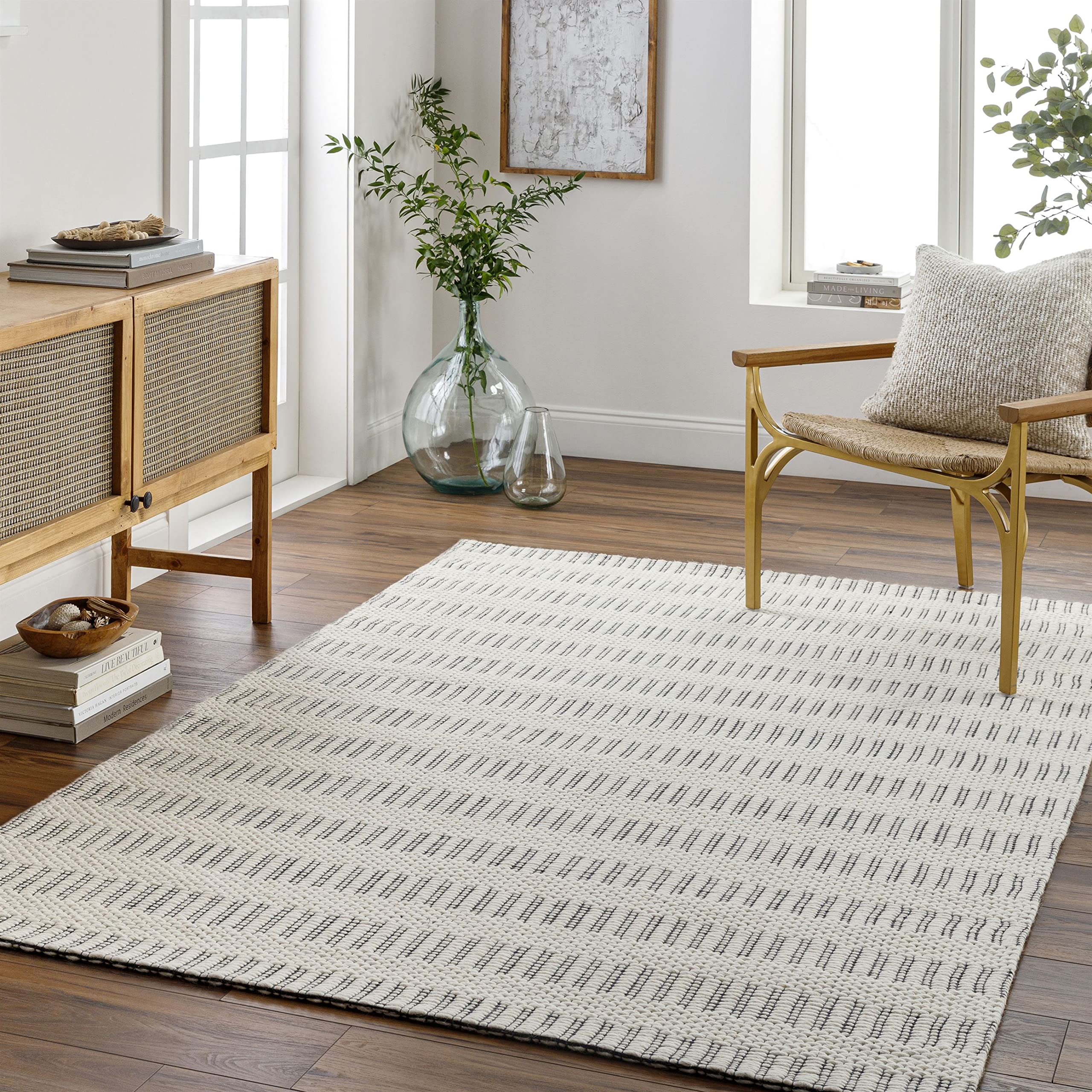 Mark&Day Delana Modern 5x7 Area Rug - Charcoal Grey Beige Non-Slip Living Room Carpet | Soft Plush Bedroom Rug | Durable Kitchen Floor Mat (5' x 7'6