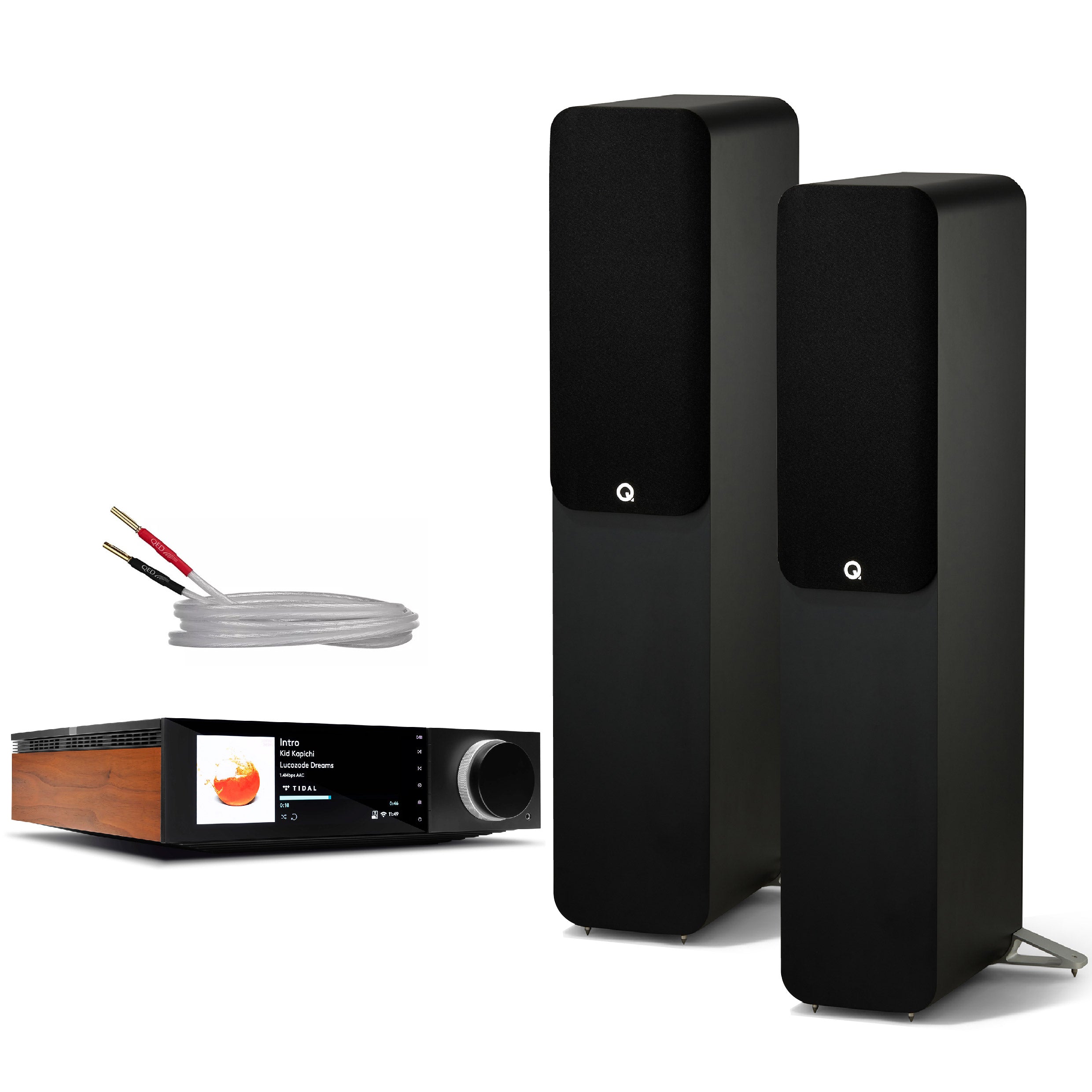 Q Acoustics 5050 Floorstanding Speakers with High-Power Amplifier Bundle - Premium Home Theater & Stereo Sound System for Movies, Music & Gaming