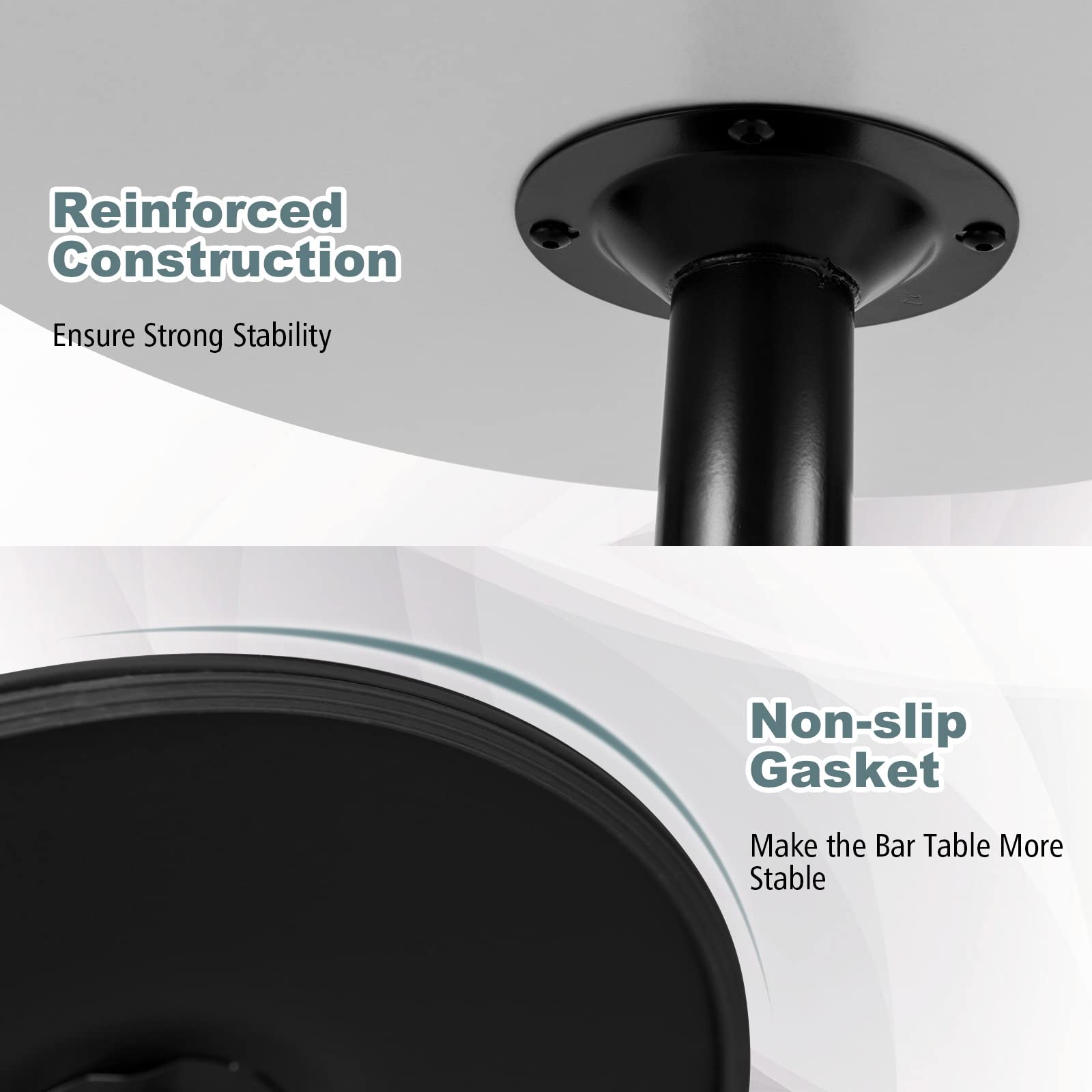 Modern 24-Inch Round Bar Table with Sturdy Metal Base - 40-Inch Tall Standing Cocktail Table for Bistro, Cafe, Kitchen & Dining Room - Perfect for Parties, Entertaining & Small Space Dining (Set of 2, Black) BC-0605-US