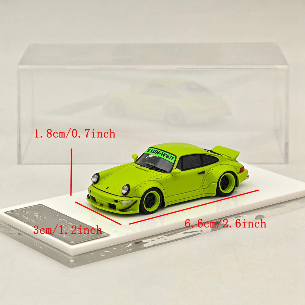 1/64 Scale Porsche 964 RWB RAUH Welt BEGRIFF Apple Green Resin Diecast Model Car - Limited Edition Collectible Toy Vehicle for Display & Gift Giving (Perfect for Car Enthusiasts, Office Decor, and Model Collections)