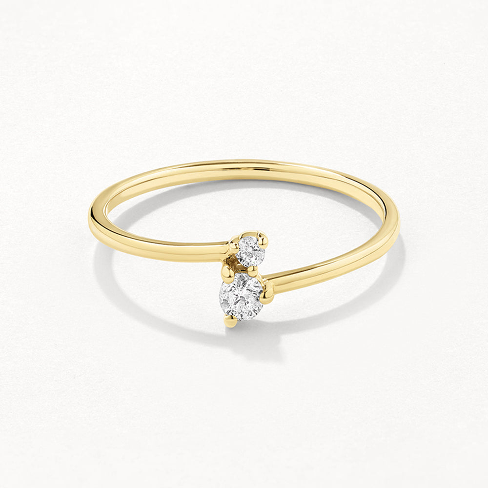 10k Gold Micro Diamond Toi Et Moi Ring - Elegant Stackable Promise Ring for Women, Perfect for Anniversary Gifts & Everyday Wear
