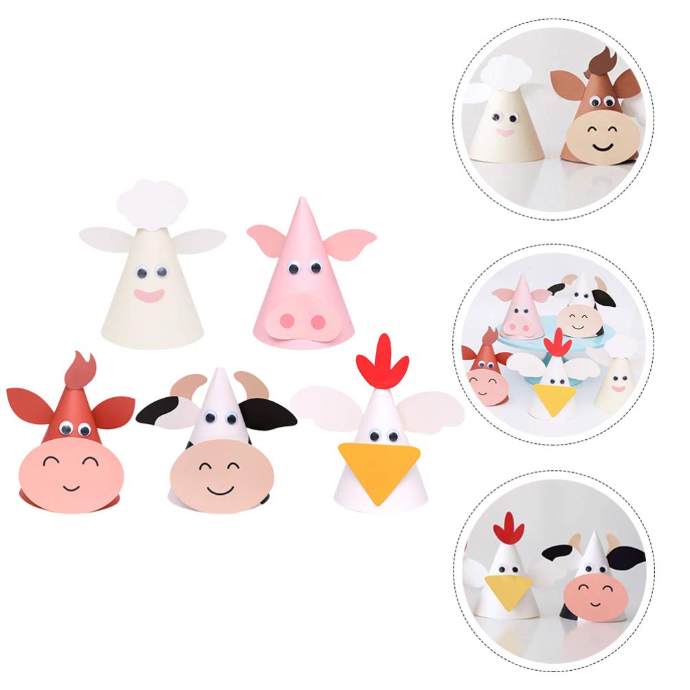 ABOOFAN 5 Pack Baby Birthday Party Hats - Cute Animal Cartoon Design Glitter Paper Hats for Kids Birthday, New Year & Shower Celebrations - Perfect for 1st Birthday, Photo Props & Themed Parties