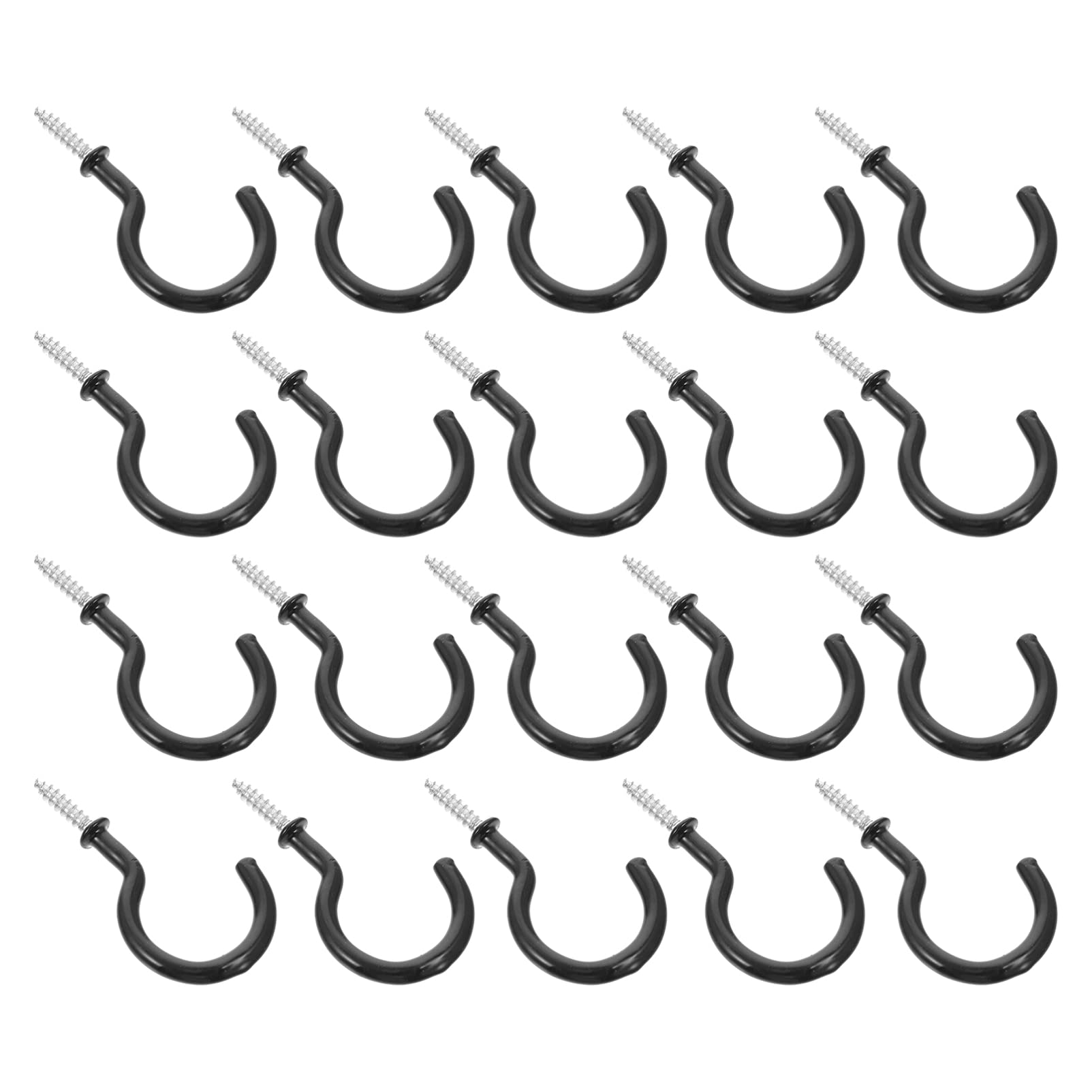 BOHHO Heavy Duty Ceiling Hooks 24-Pack - 2 Inch Vinyl Coated Screw-in Hooks for Plants, Kitchen, Cups & Bike Storage | Indoor & Outdoor Wall Hooks for Home Organization & Garage Storage